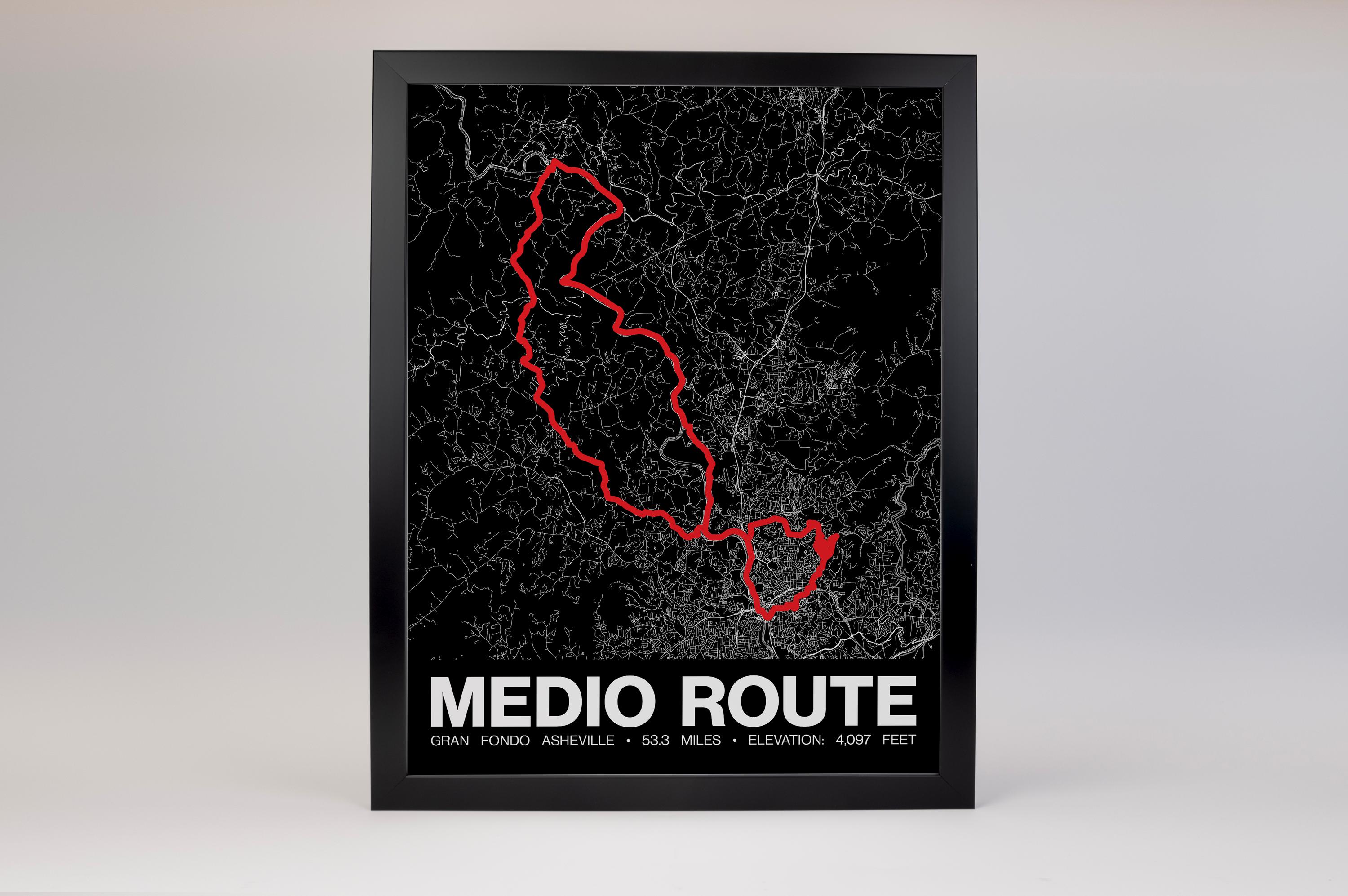 Gran Fondo Asheville Medio Route Poster - Grid Style