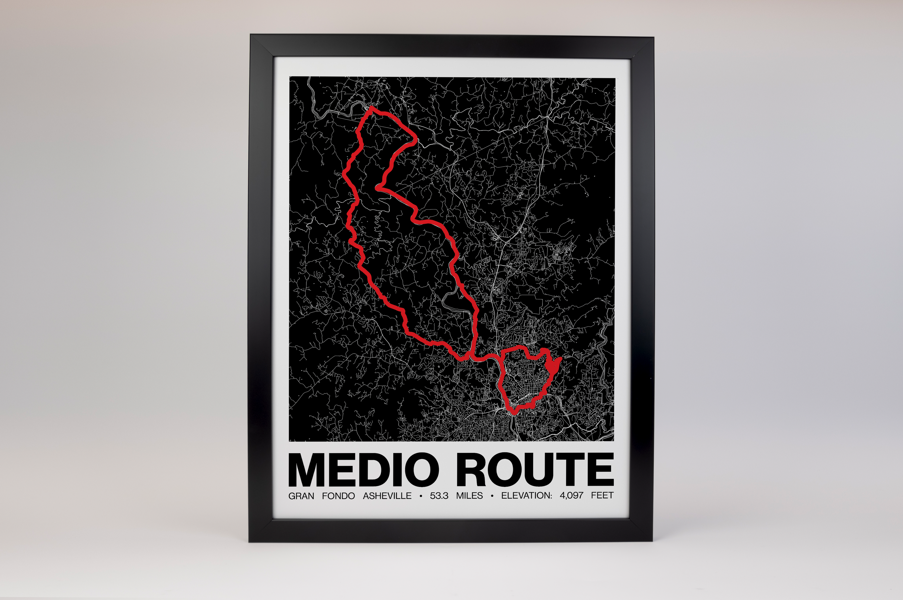 Gran Fondo Asheville Medio Route Poster - Grid Style
