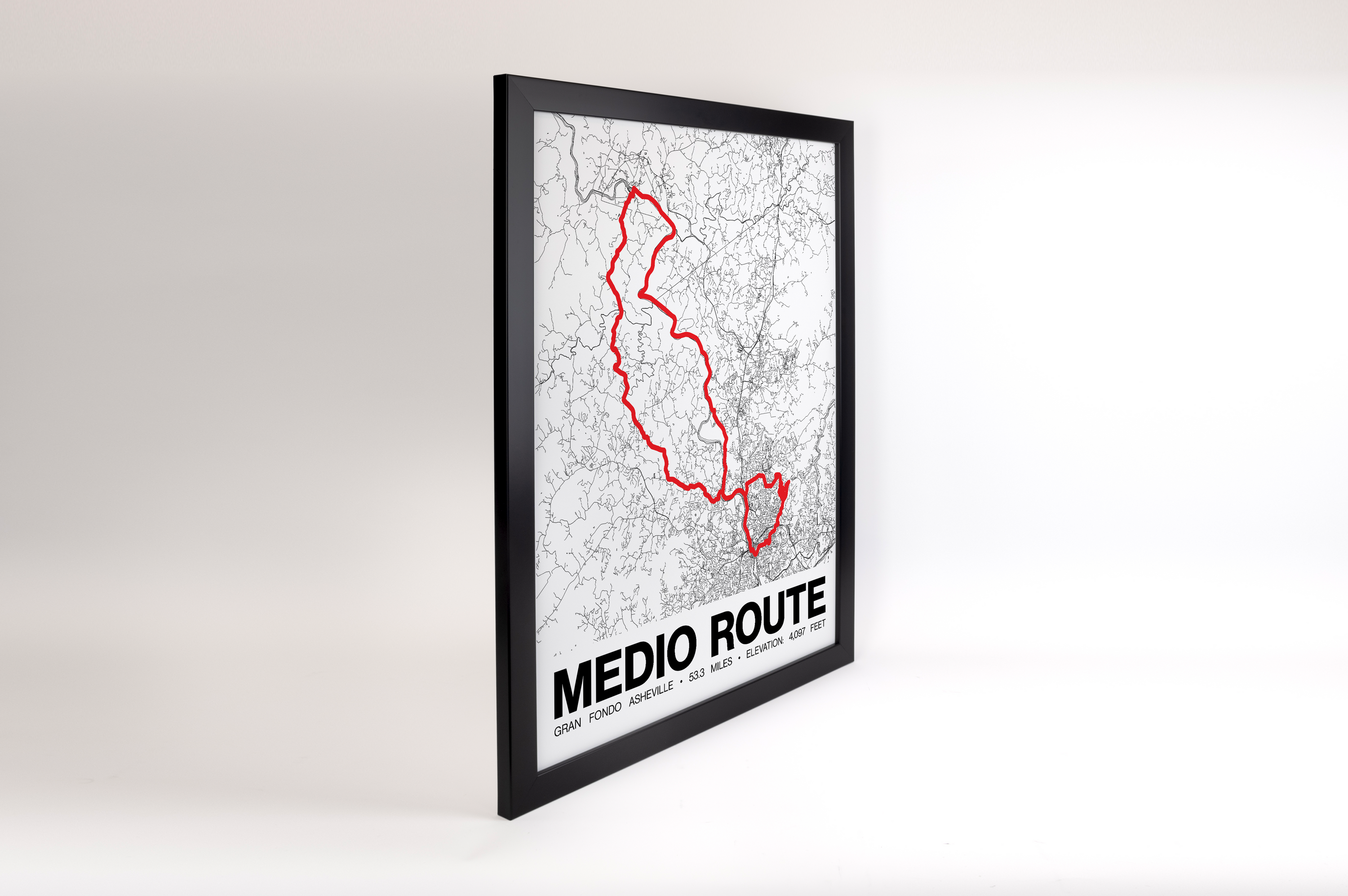 Gran Fondo Asheville Medio Route Poster - Grid Style