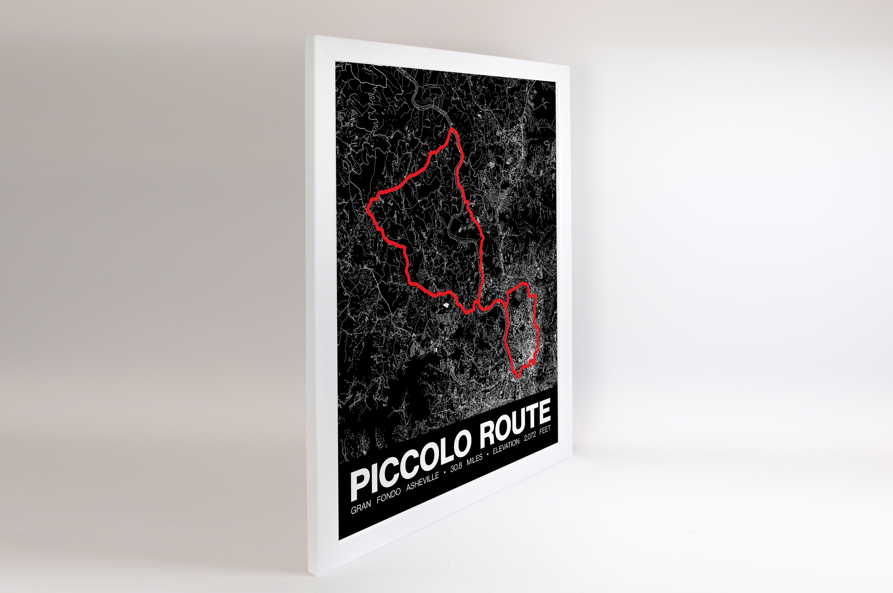 Gran Fondo Asheville Piccolo Route Poster - Grid Style