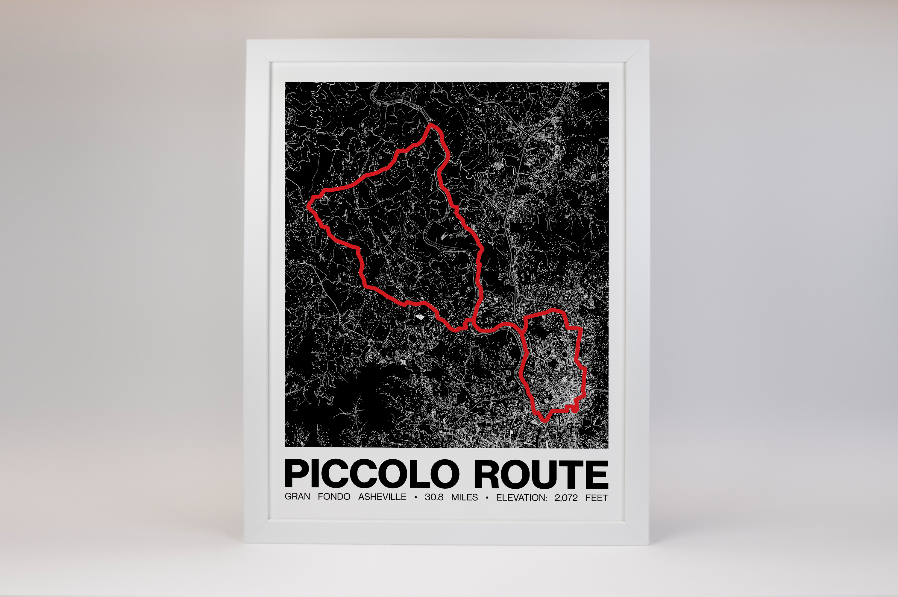 Gran Fondo Asheville Piccolo Route Poster - Grid Style