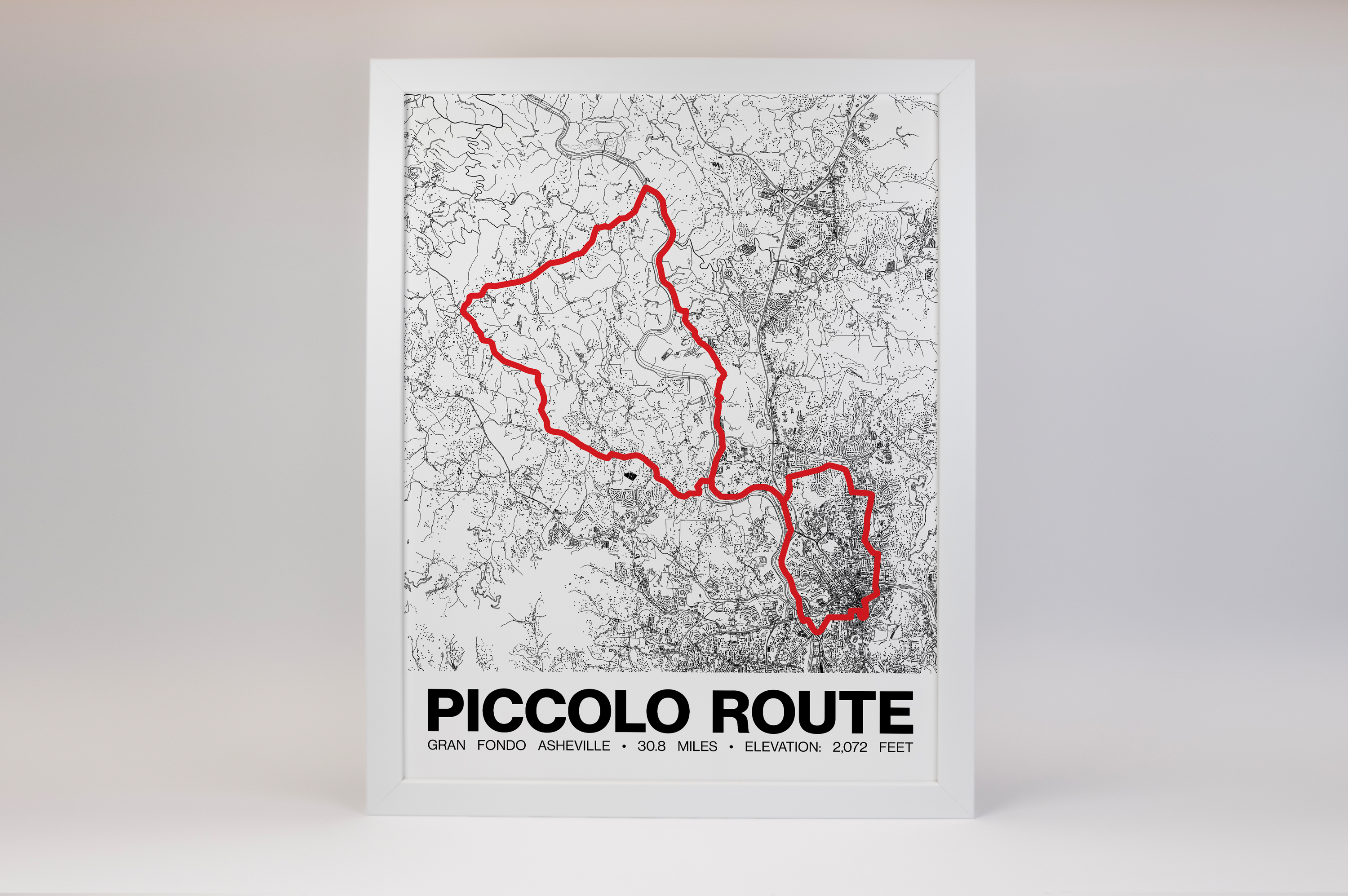 Gran Fondo Asheville Piccolo Route Poster - Grid Style