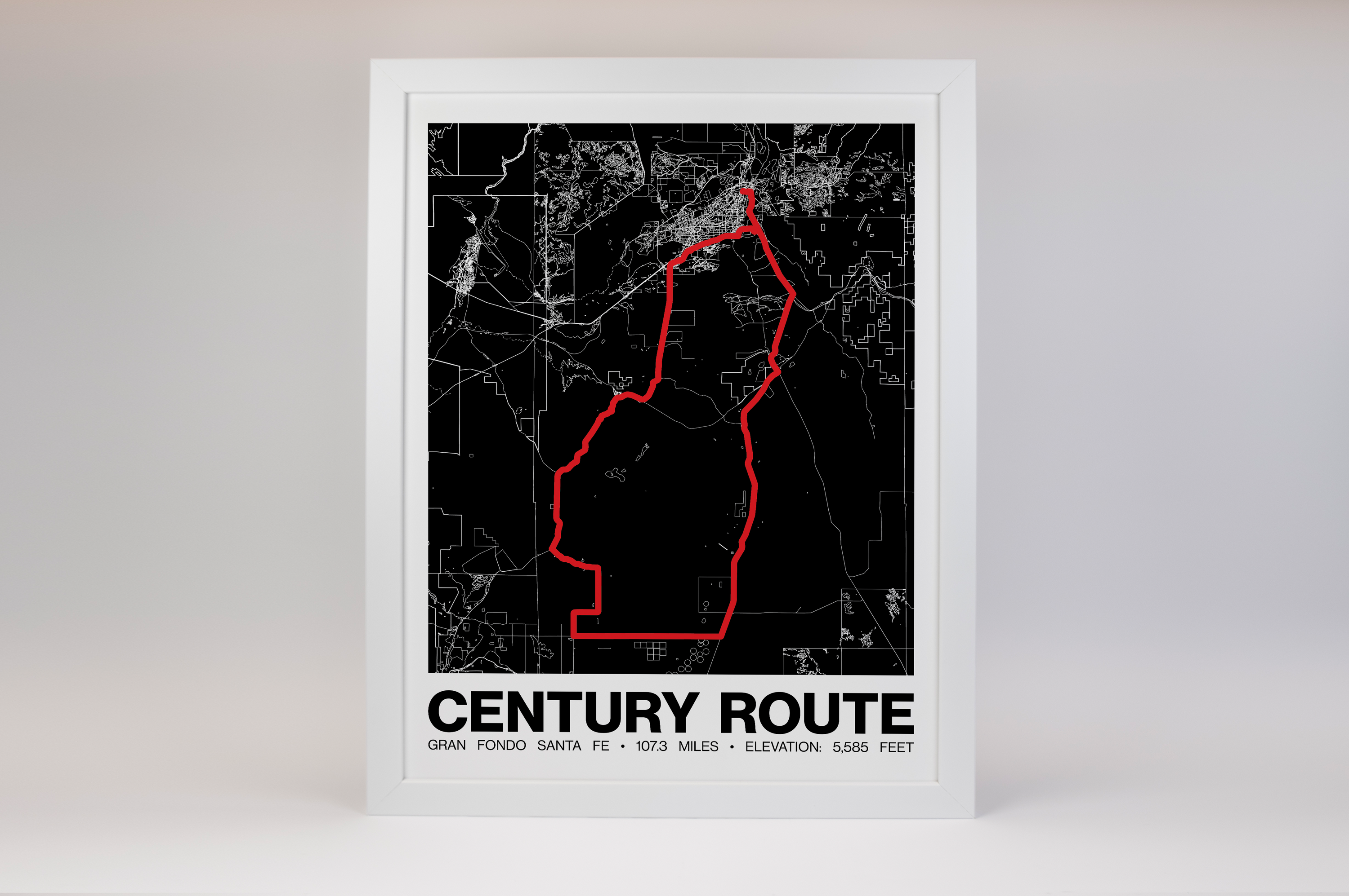 Gran Fondo Santa Fe Century Route Poster - Grid Style