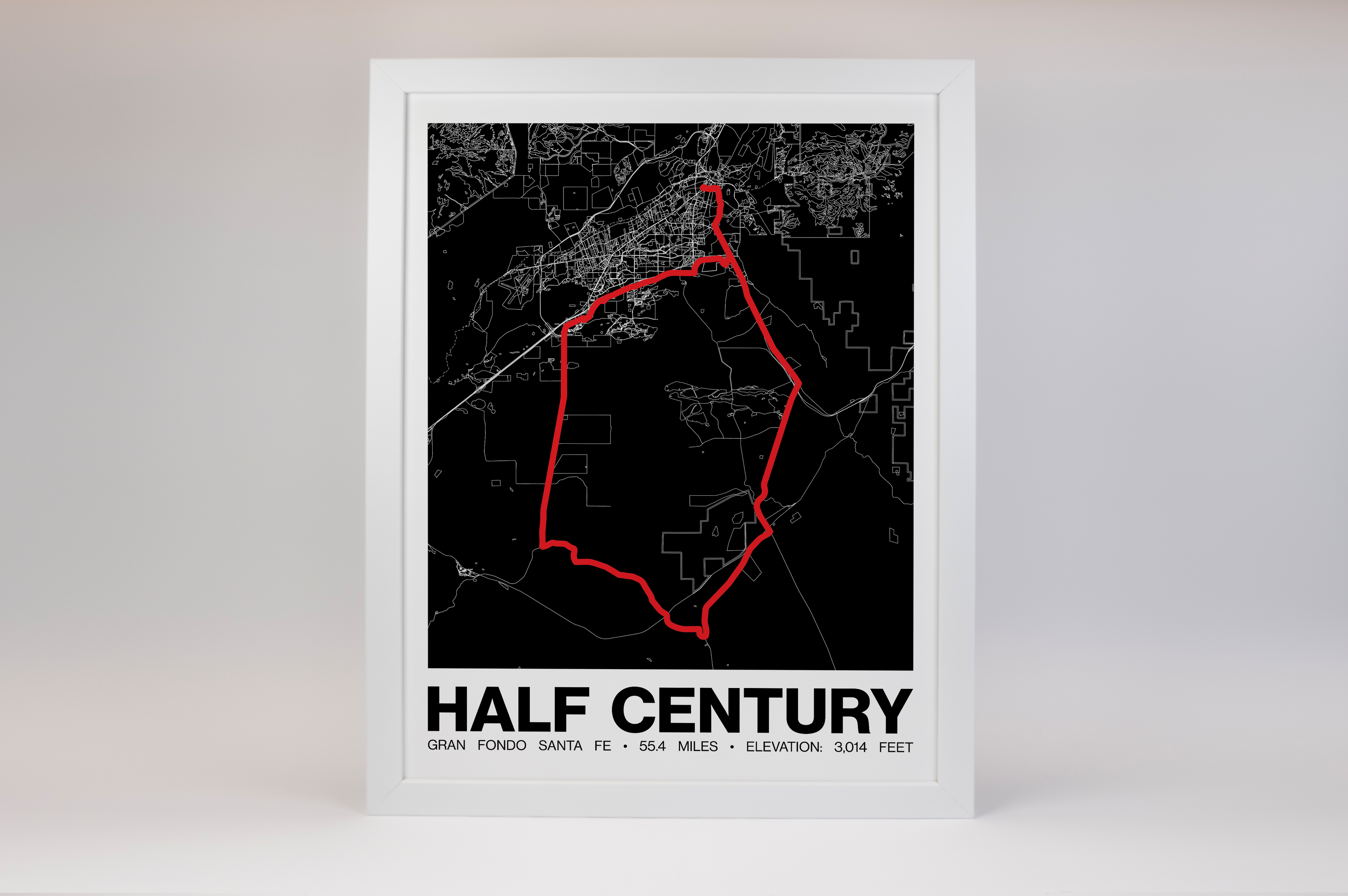 Gran Fondo Santa Fe Half Century Route Poster - Grid Style