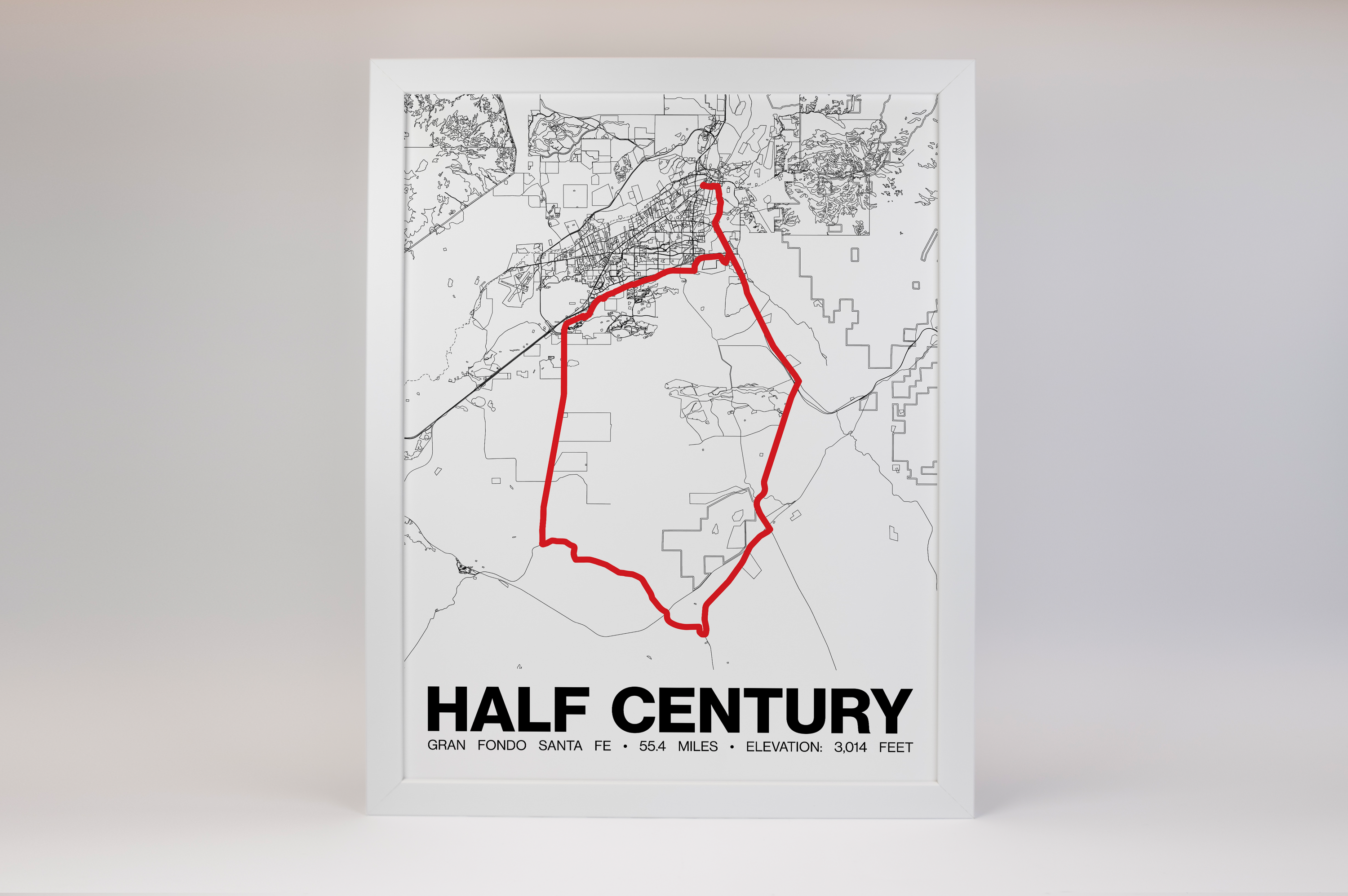 Gran Fondo Santa Fe Half Century Route Poster - Grid Style