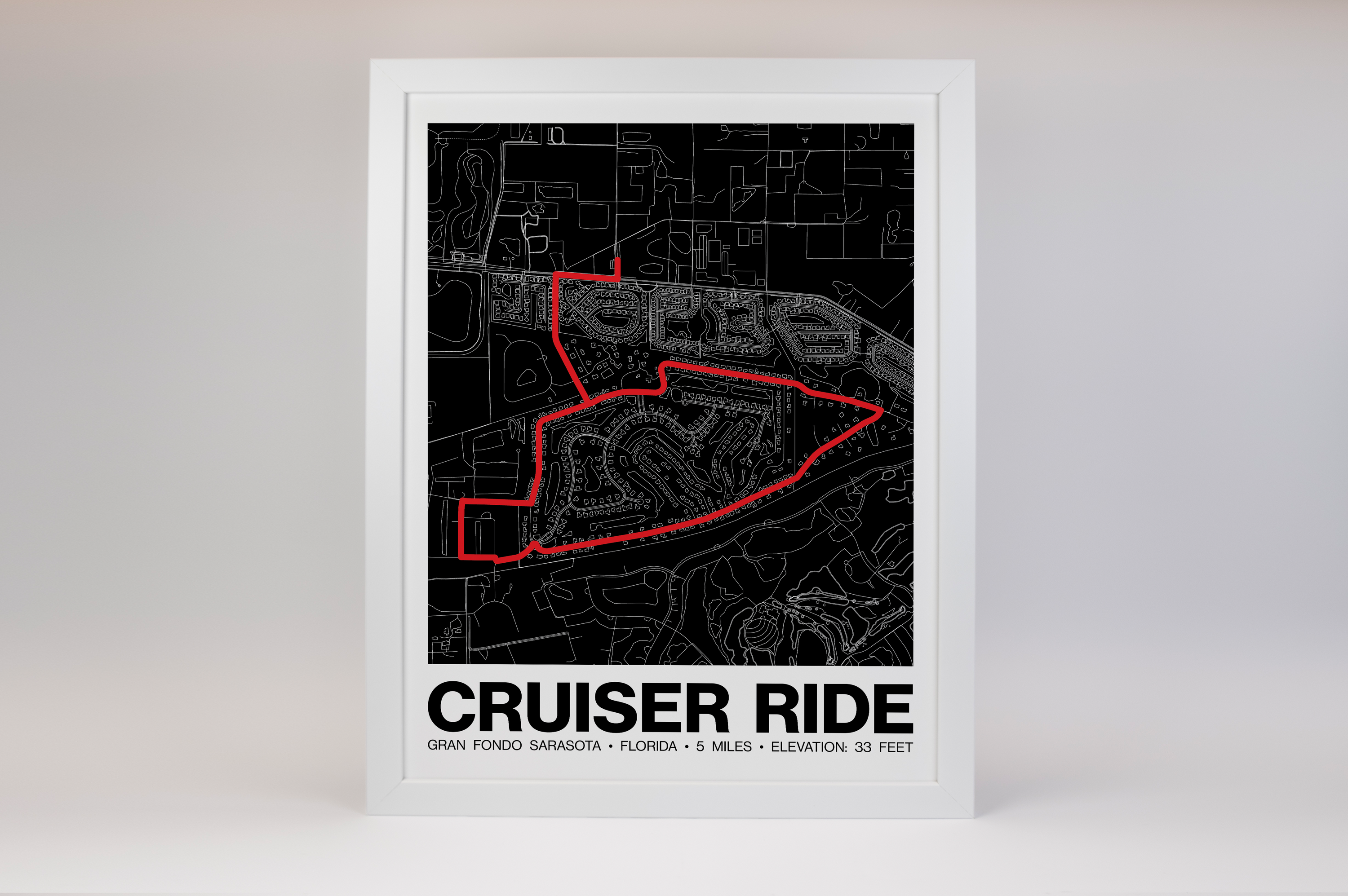 Gran Fondo Sarasota Cruiser Ride Route - Grid Style