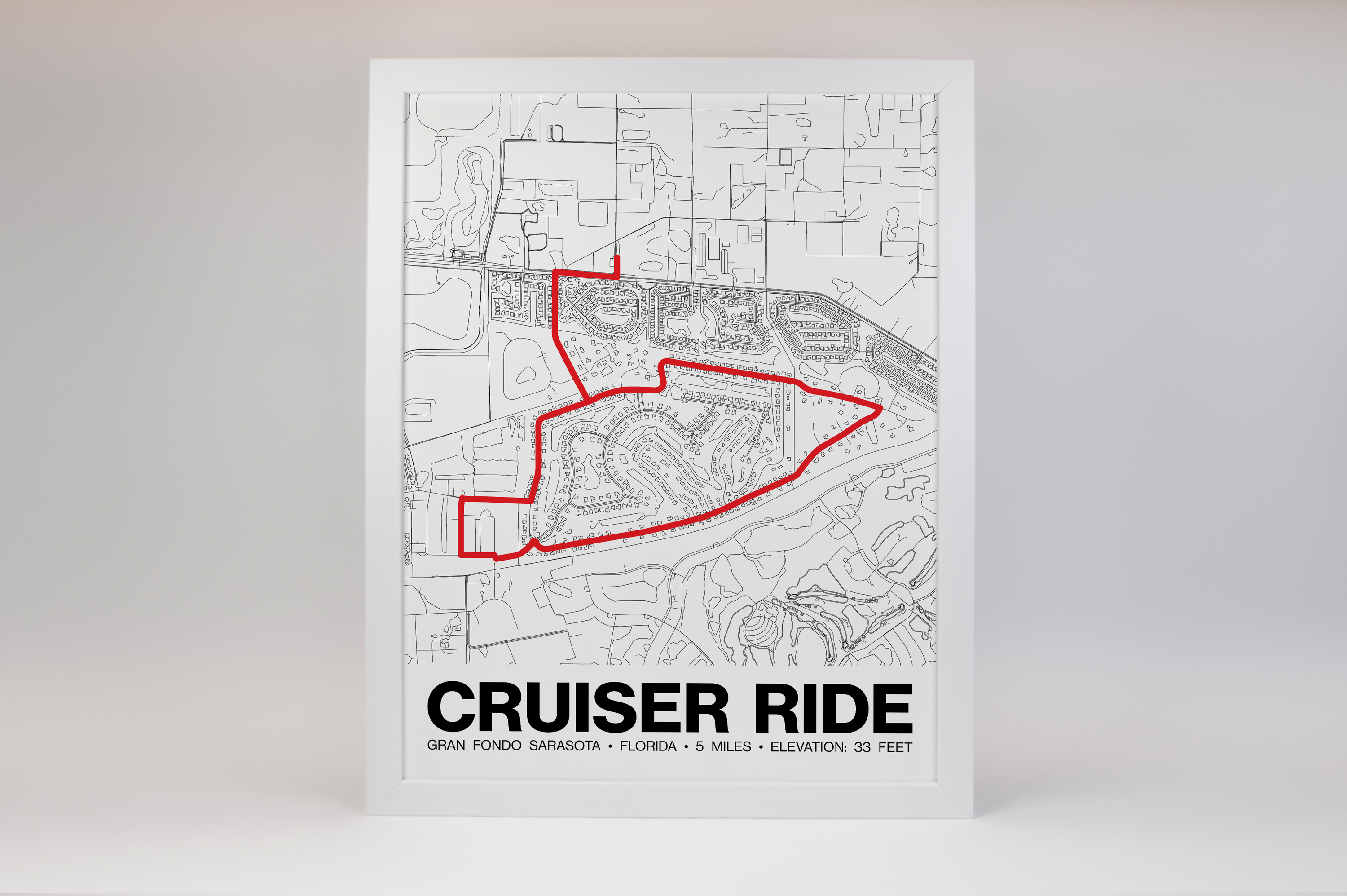 Gran Fondo Sarasota Cruiser Ride Route - Grid Style