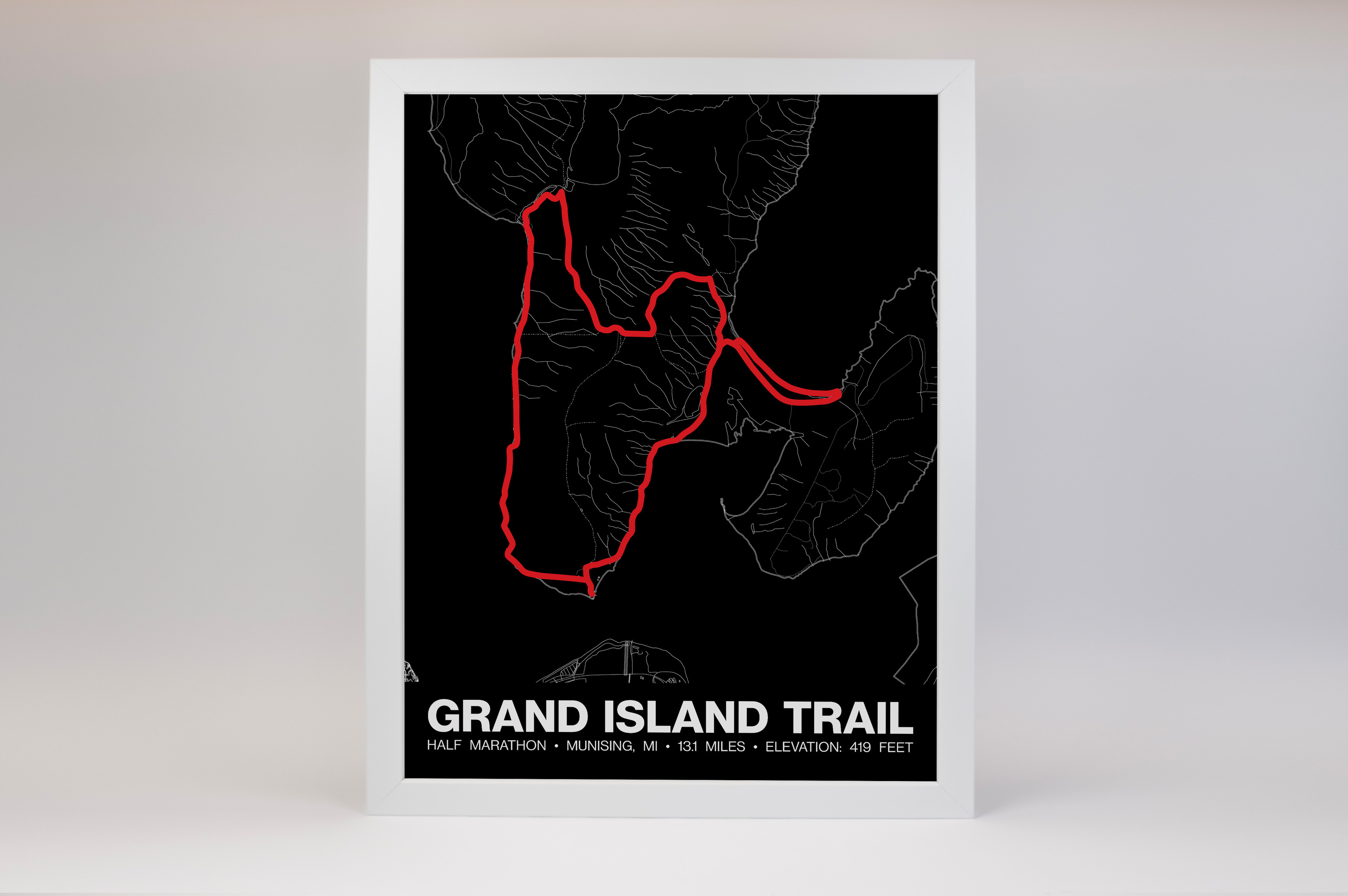 Grand Island Trail Half Marathon Poster - Grid Style