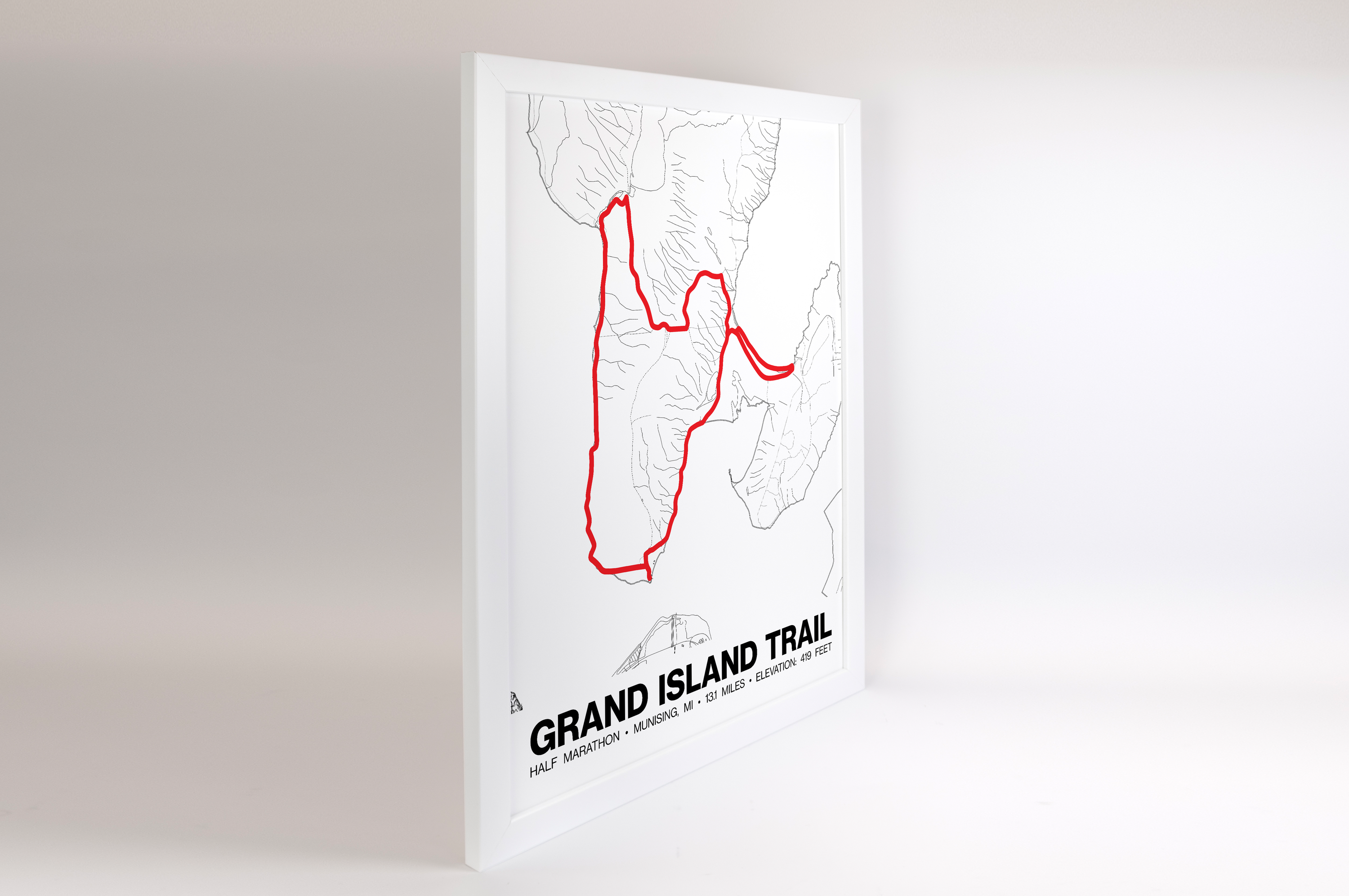 Grand Island Trail Half Marathon Poster - Grid Style