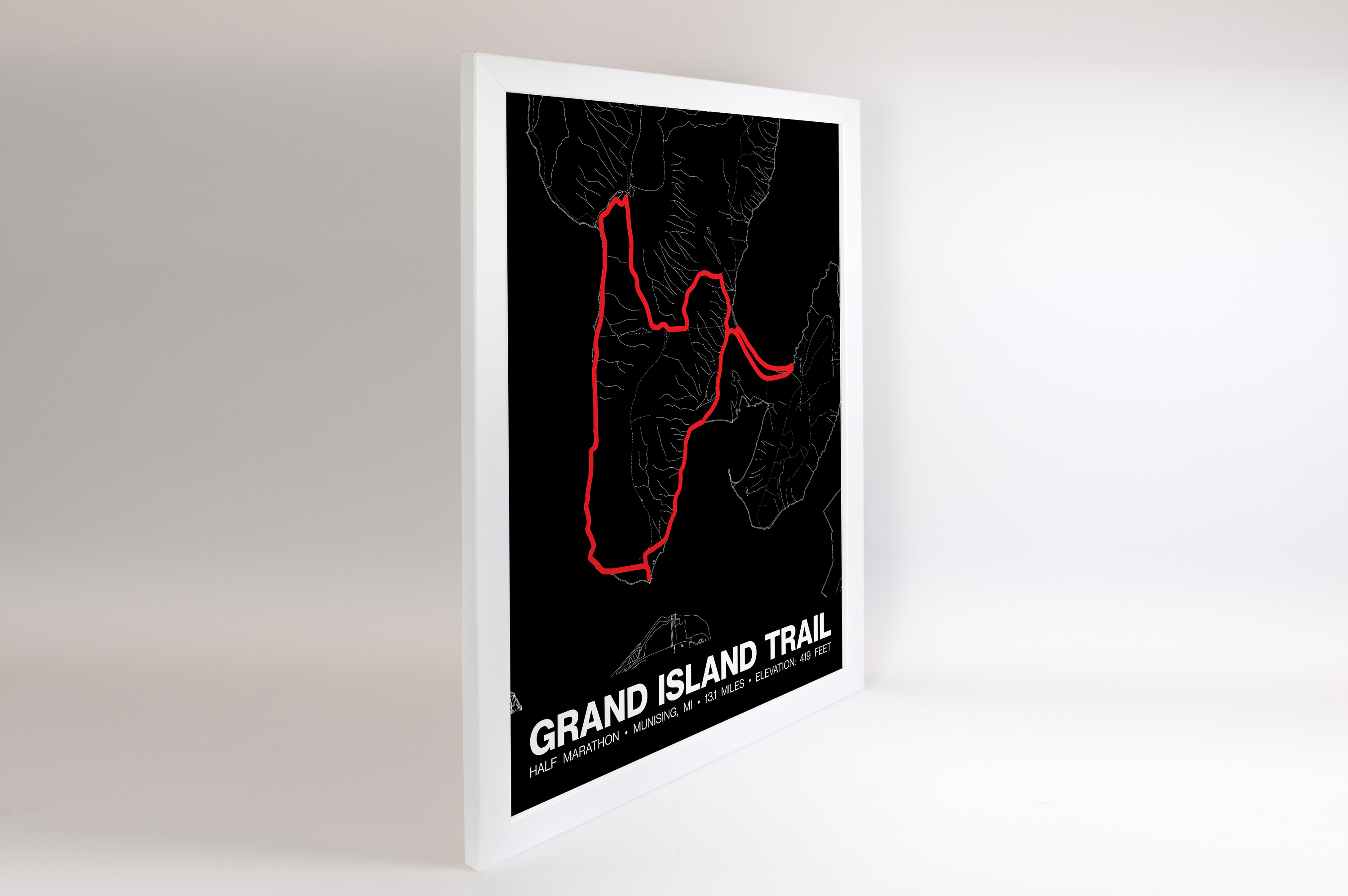 Grand Island Trail Half Marathon Poster - Grid Style