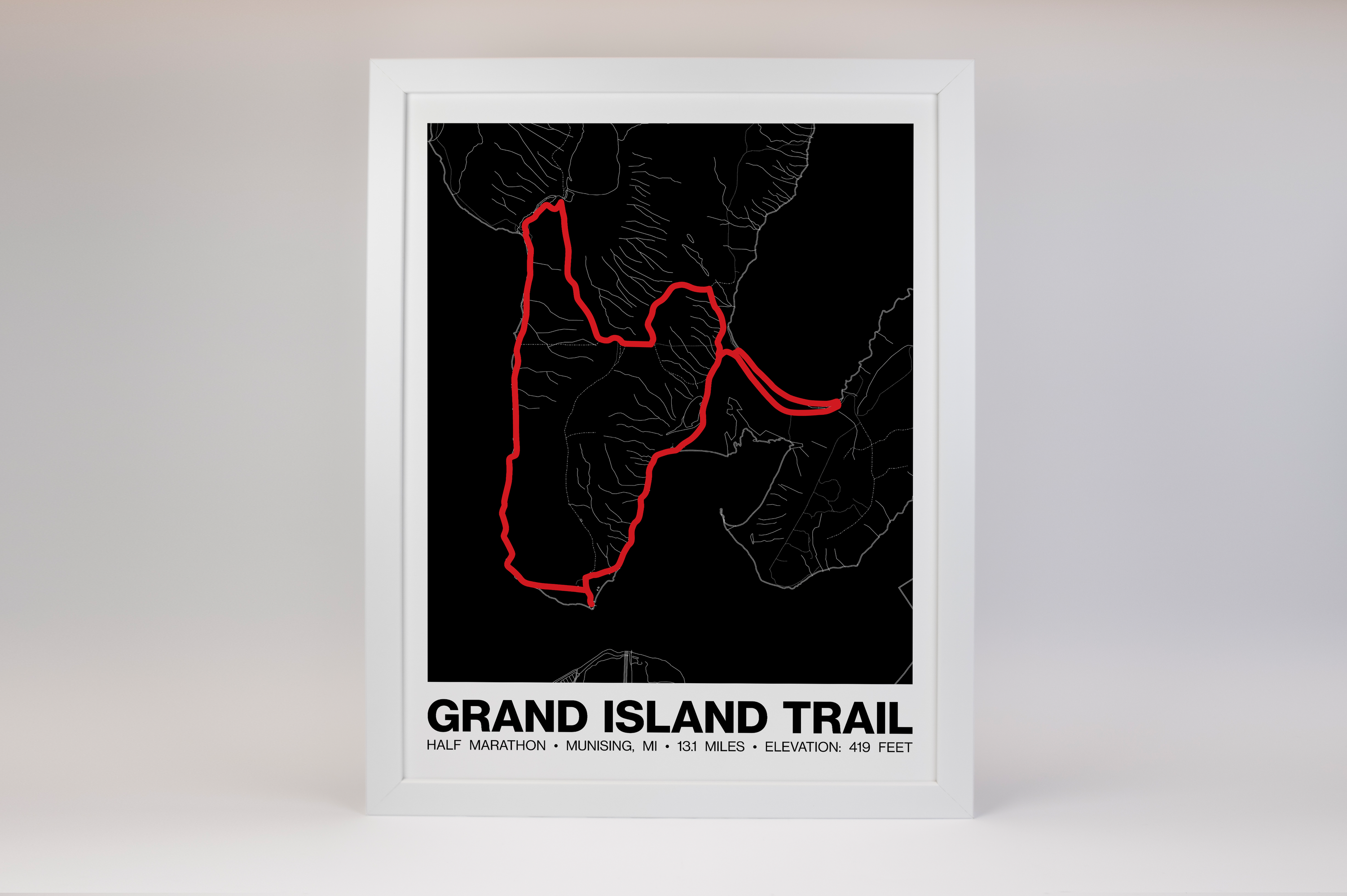 Grand Island Trail Half Marathon Poster - Grid Style