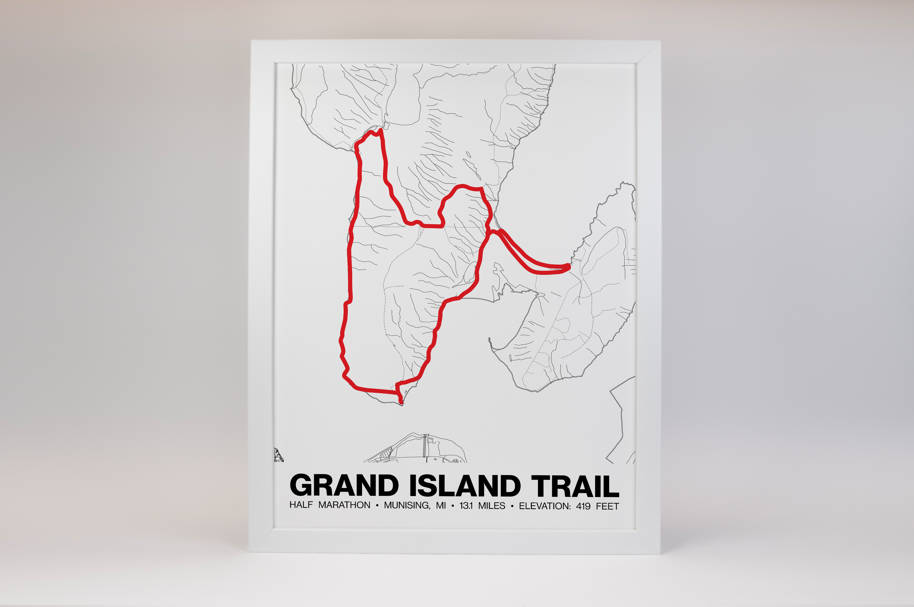 Grand Island Trail Half Marathon Poster - Grid Style