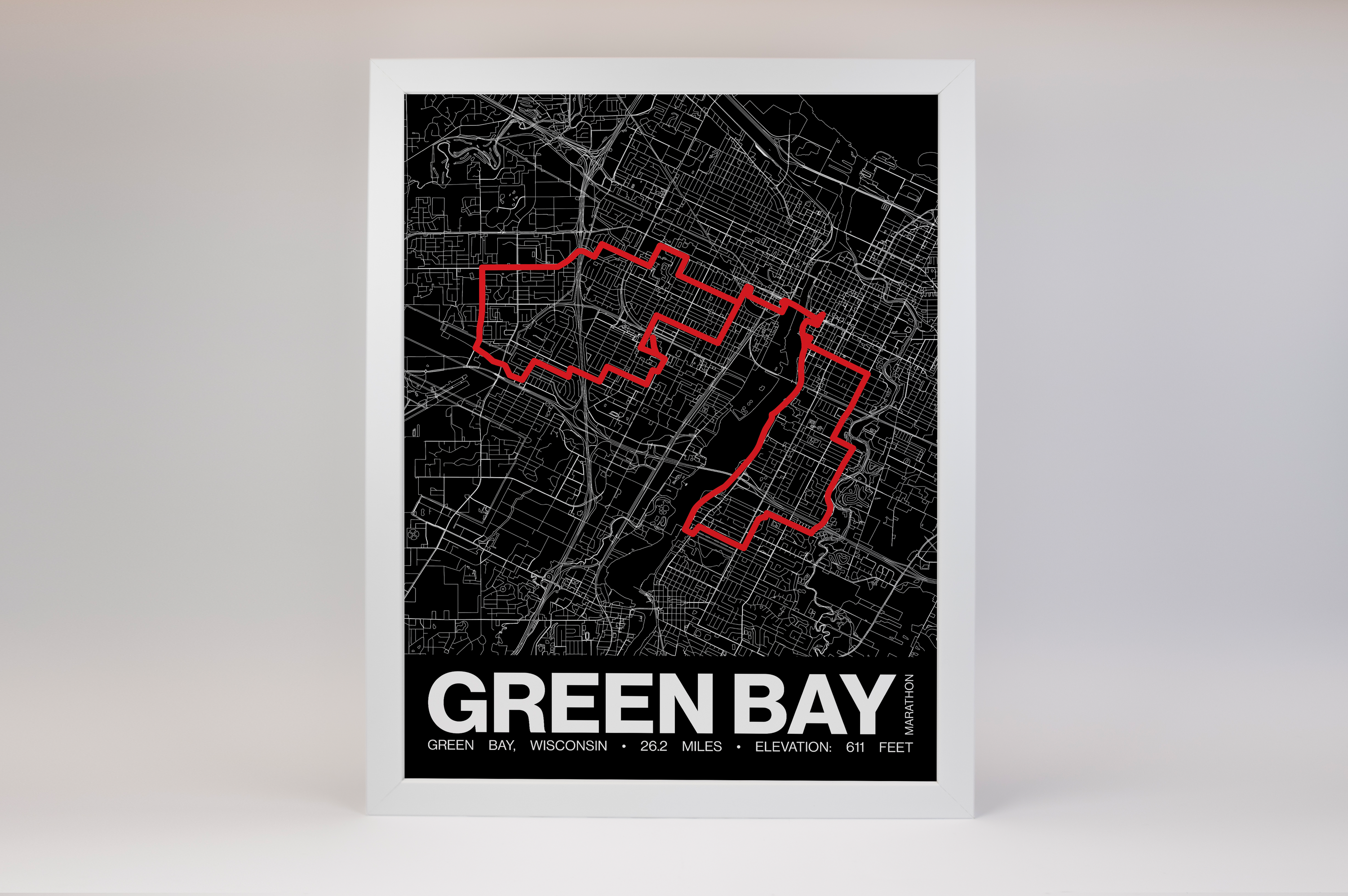 Green Bay Marathon Poster - Grid Style