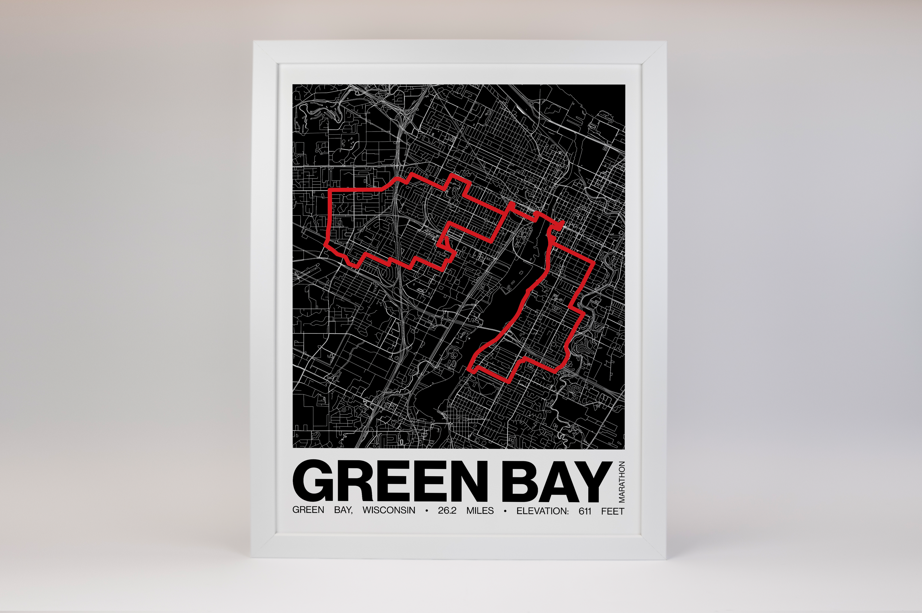 Green Bay Marathon Poster - Grid Style