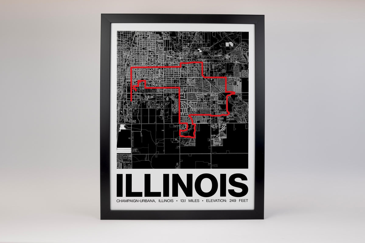 Illinois Half Marathon Poster - Grid Style