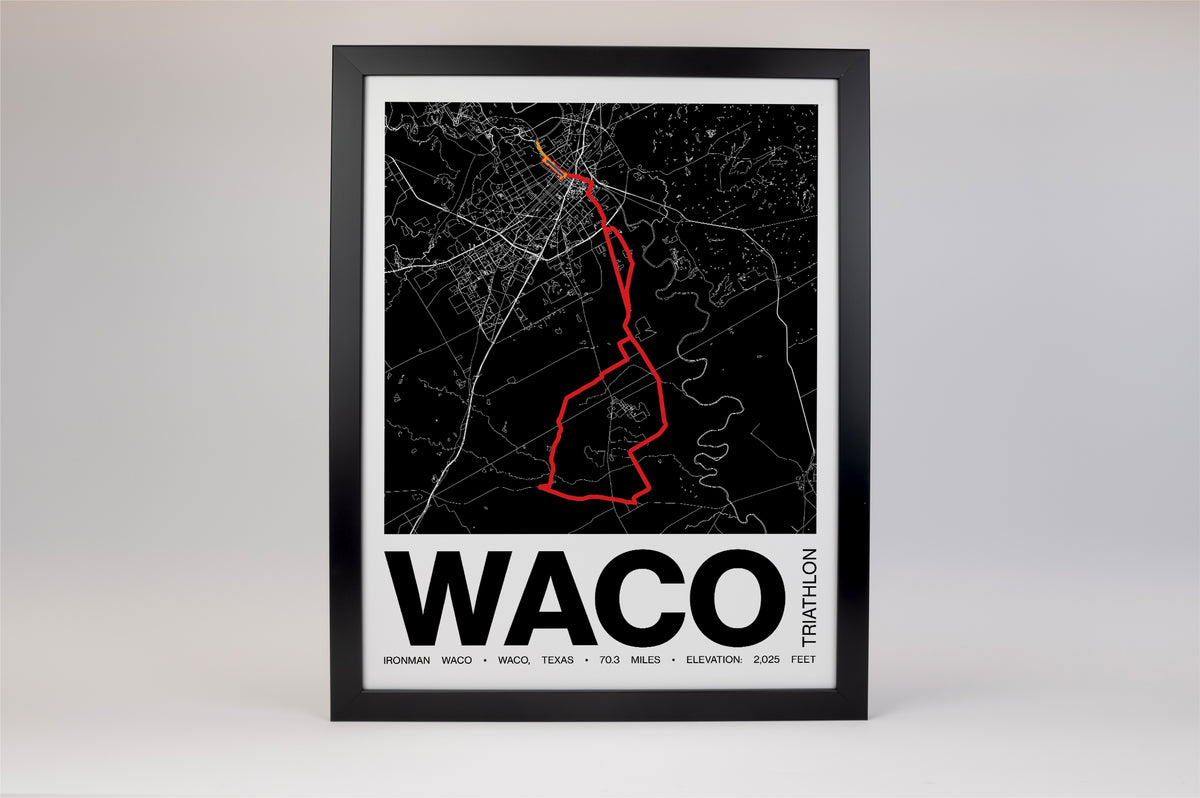 Ironman 70.3 Waco Poster 2026 Course - Grid Style
