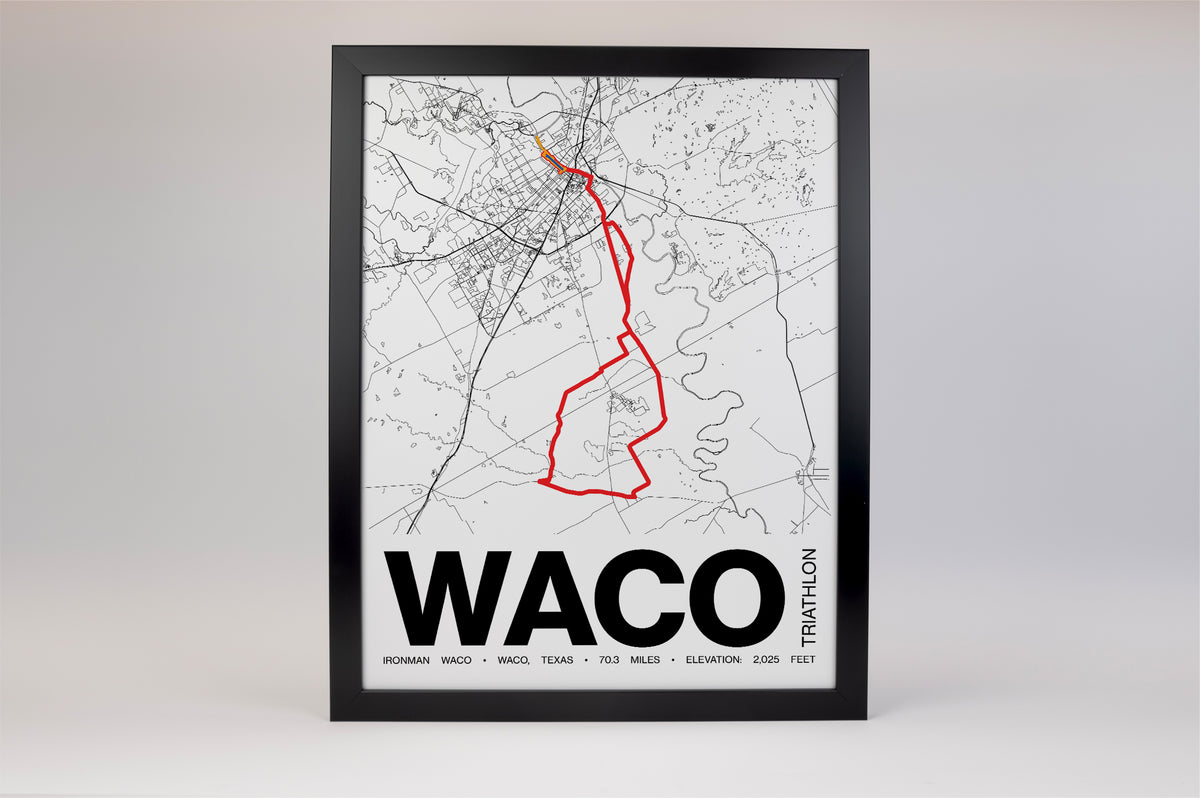 Ironman 70.3 Waco Poster 2026 Course - Grid Style
