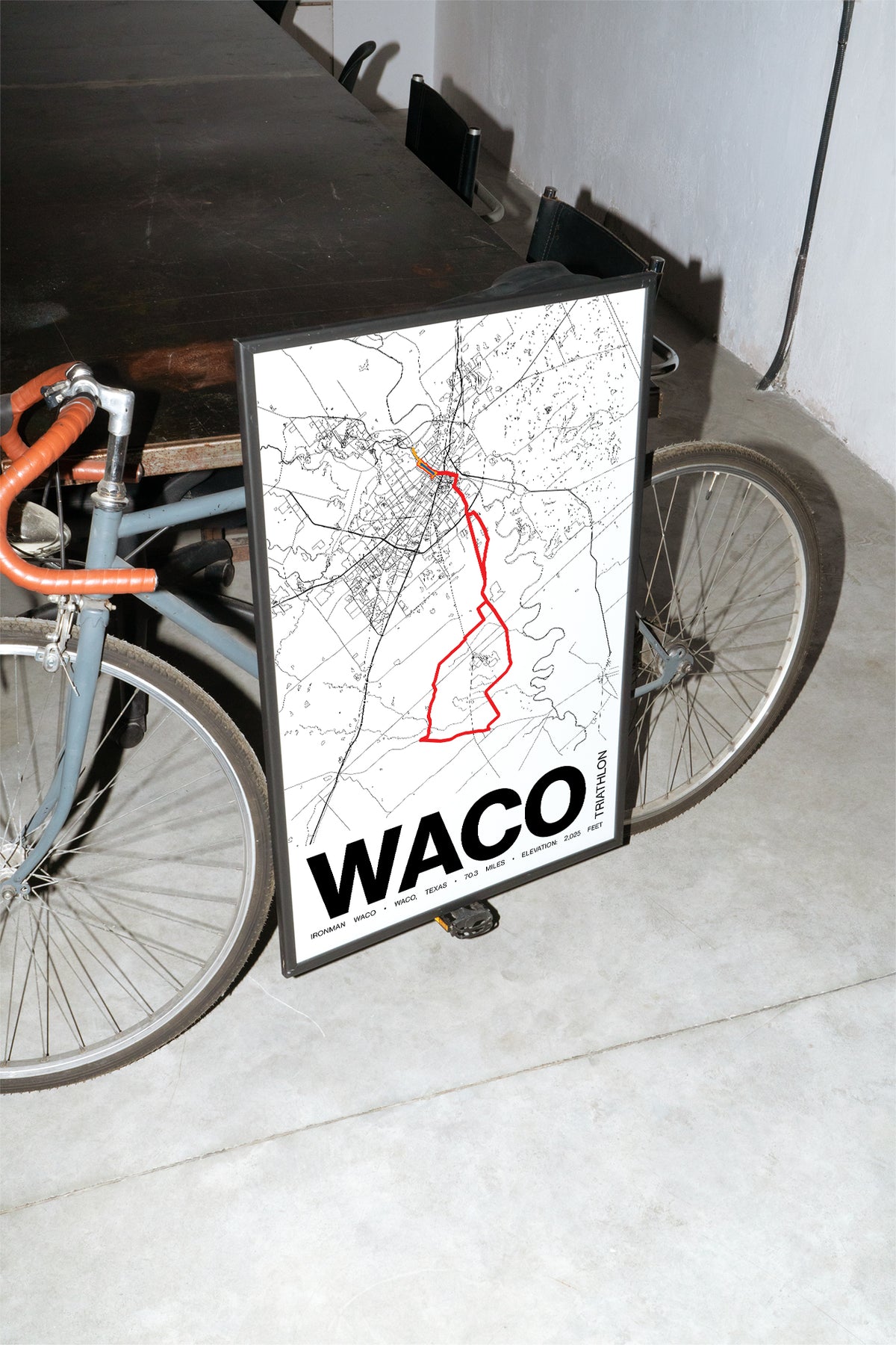 Ironman 70.3 Waco Poster 2026 Course - Grid Style