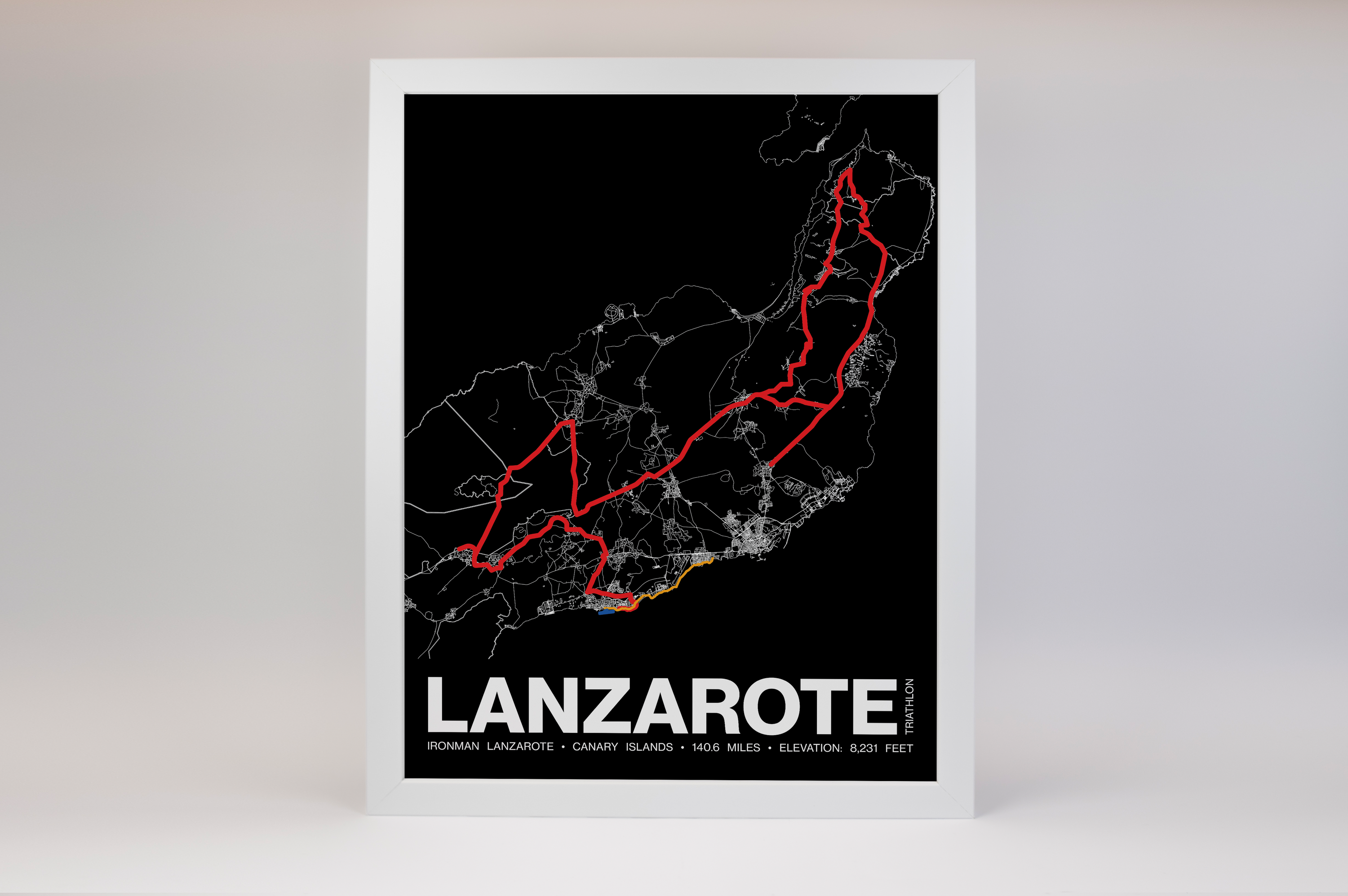Ironman 140.6 Lanzarote Poster - Grid Style