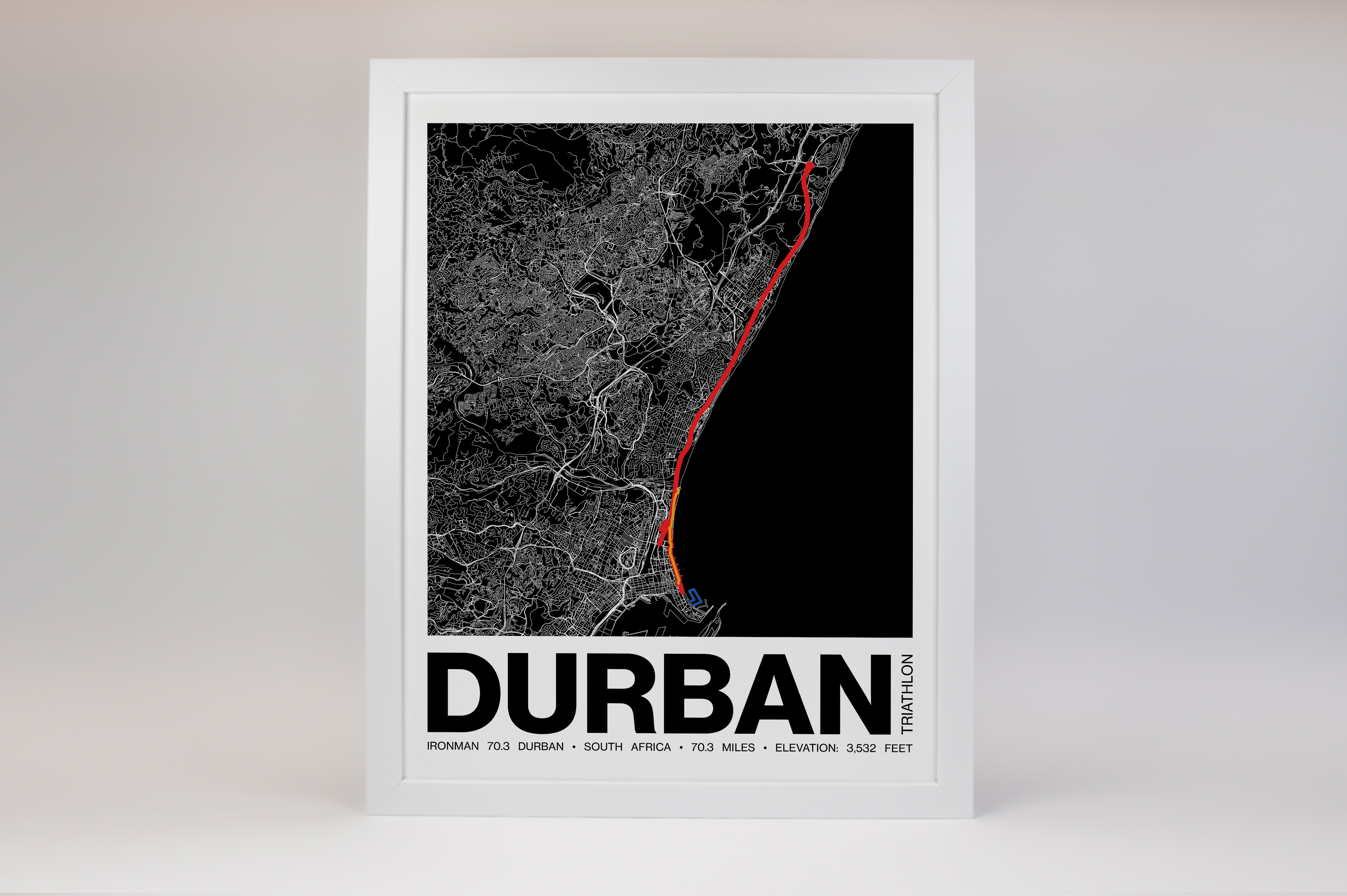 Ironman 70.3 Durban Poster - Grid Style