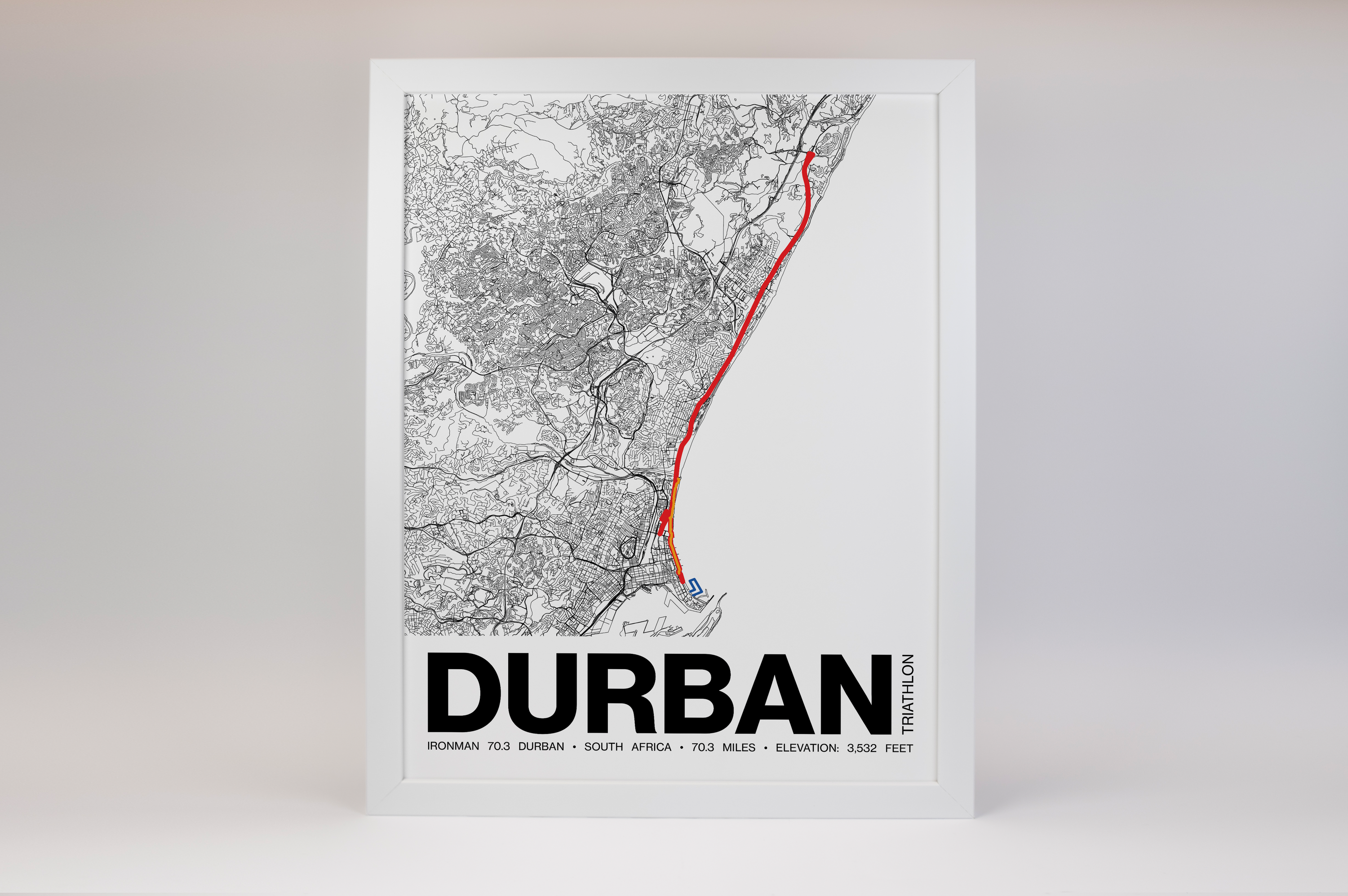 Ironman 70.3 Durban Poster - Grid Style
