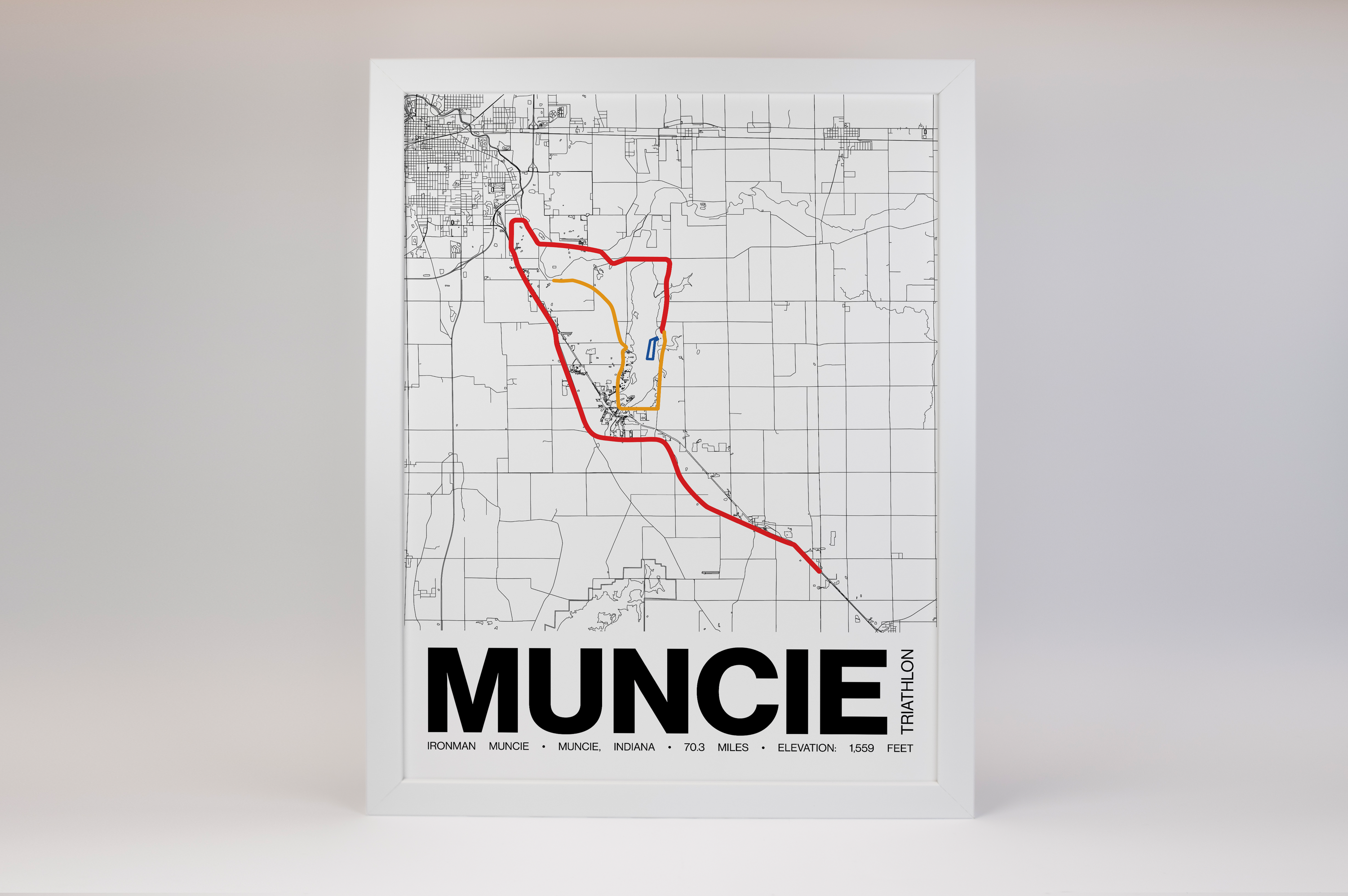 Ironman 70.3 Muncie Poster - Grid Style