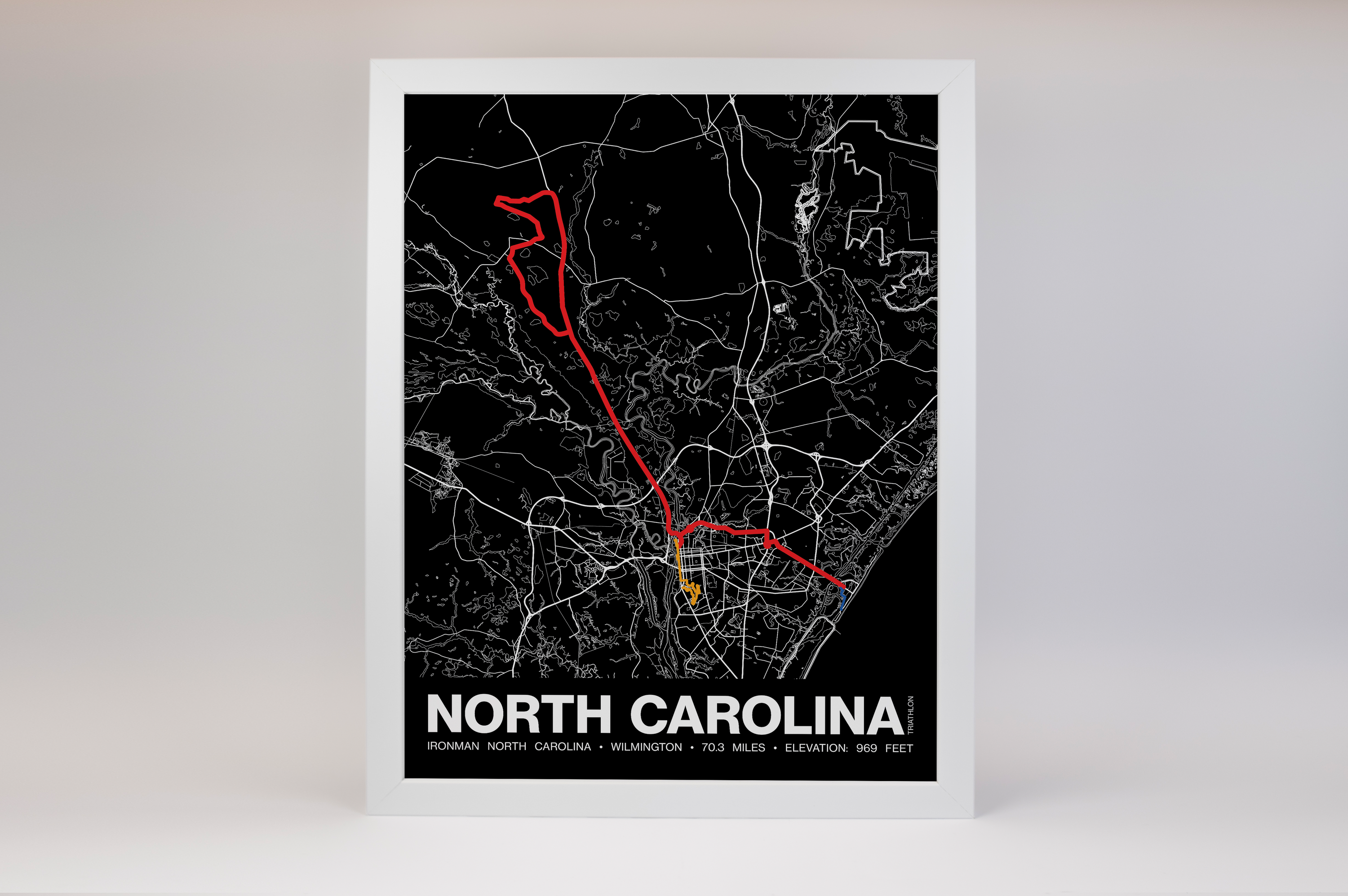 Ironman 70.3 North Carolina Poster - Grid Style
