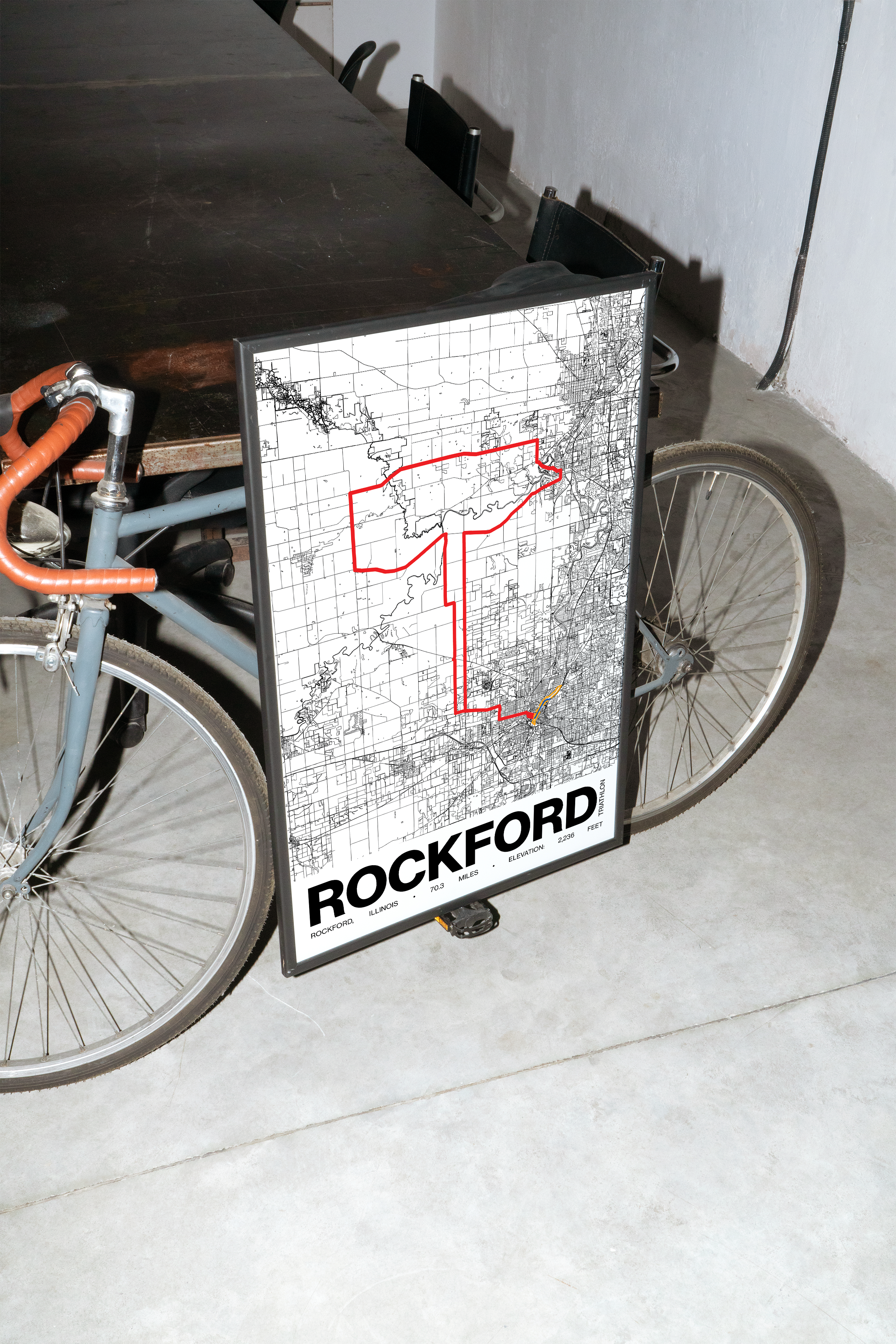 Ironman 70.3 Rockford Poster - Grid Style