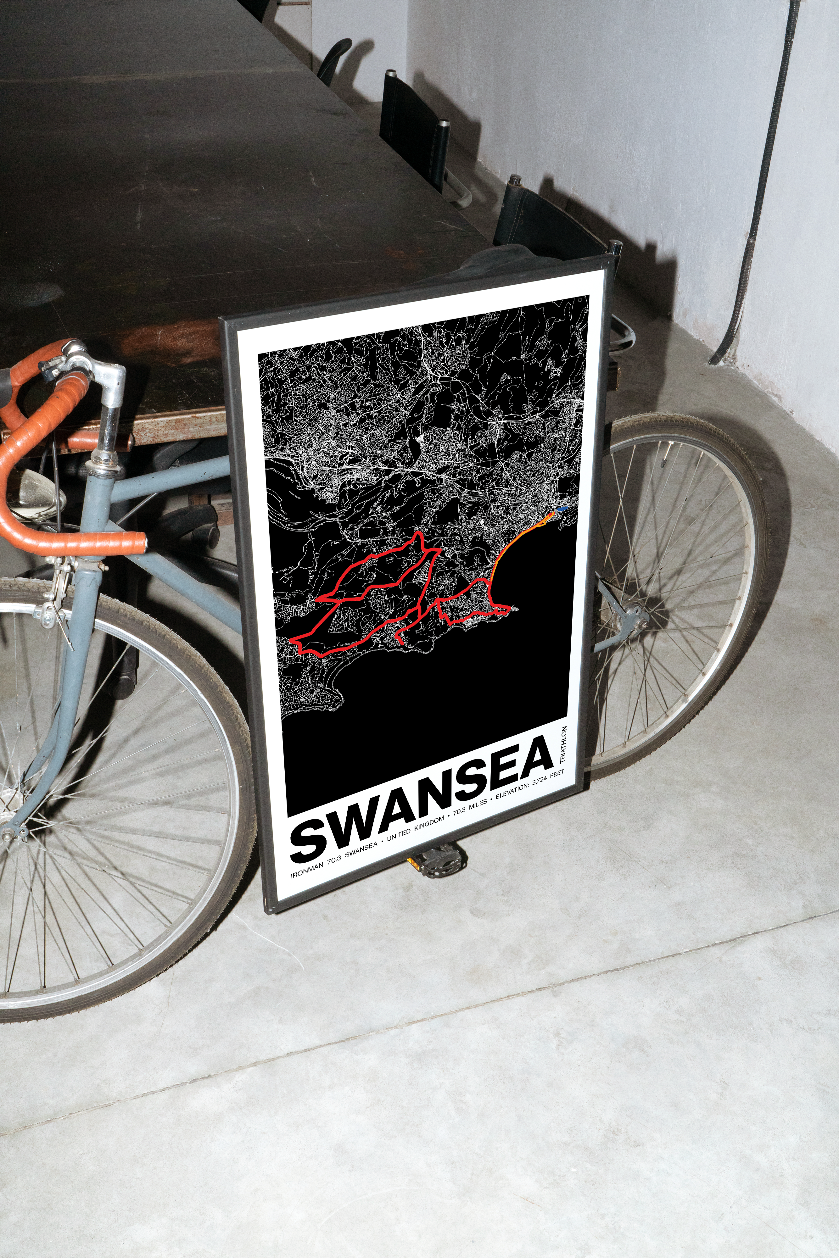 Ironman 70.3 Swansea Poster - Grid Style