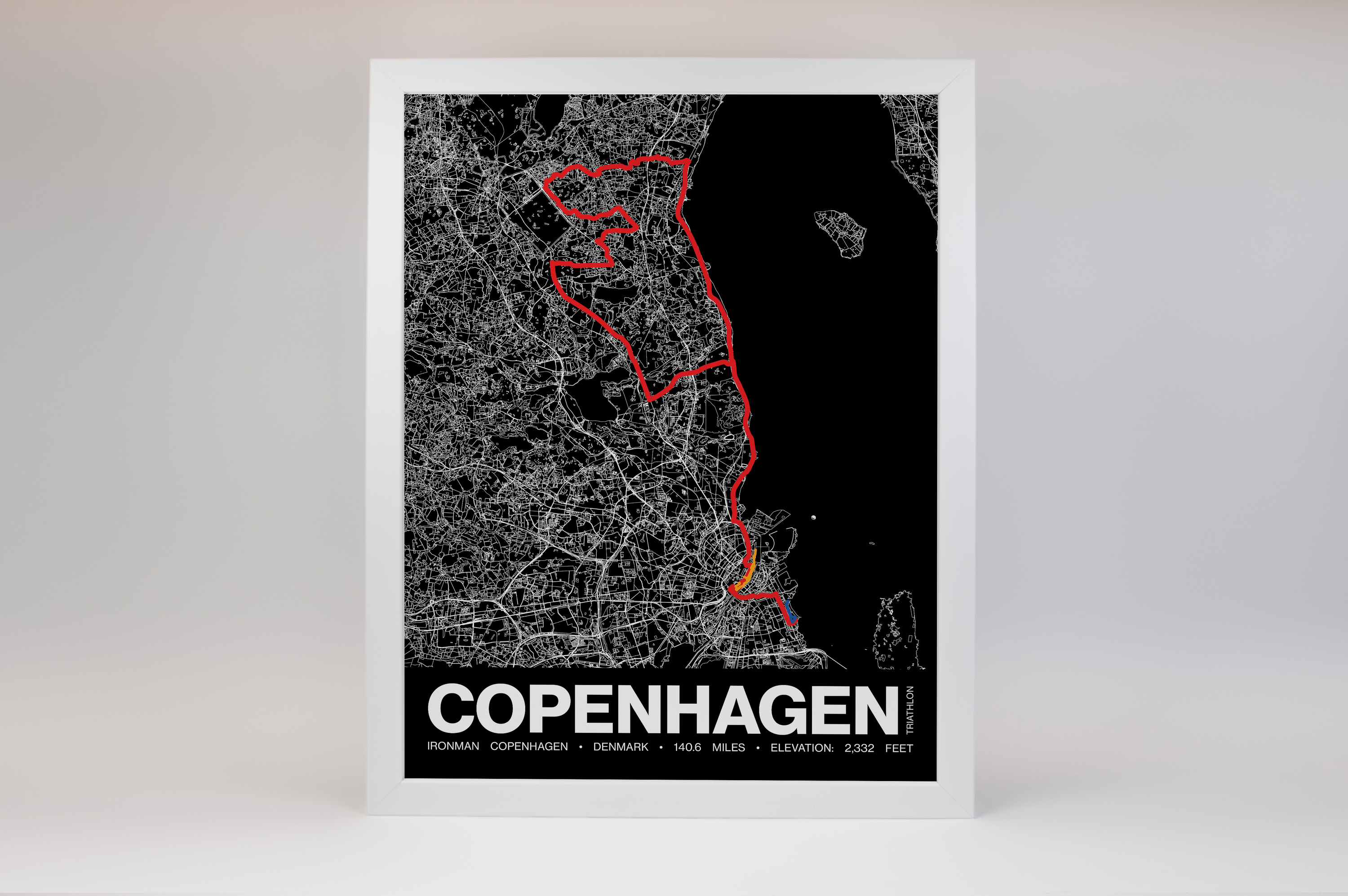 Ironman 140.6 Copenhagen Poster - Grid Style