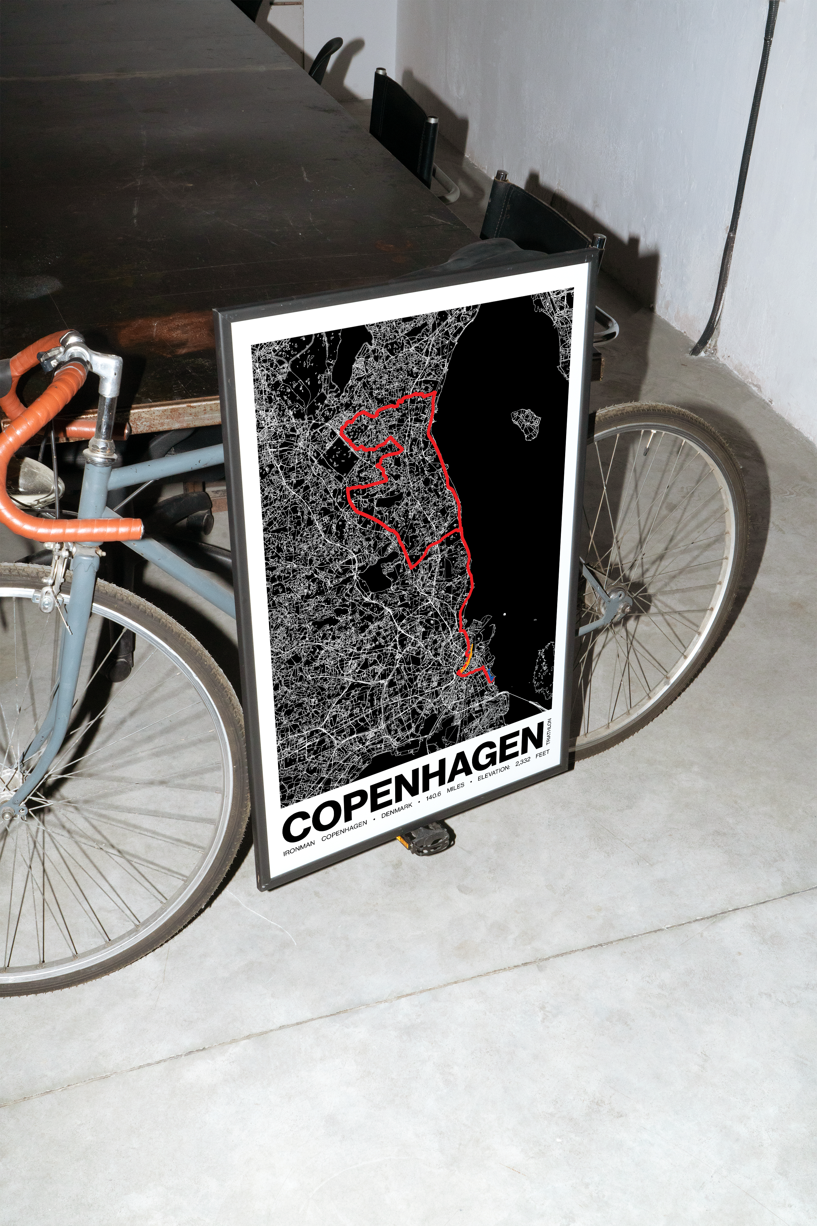 Ironman 140.6 Copenhagen Poster - Grid Style