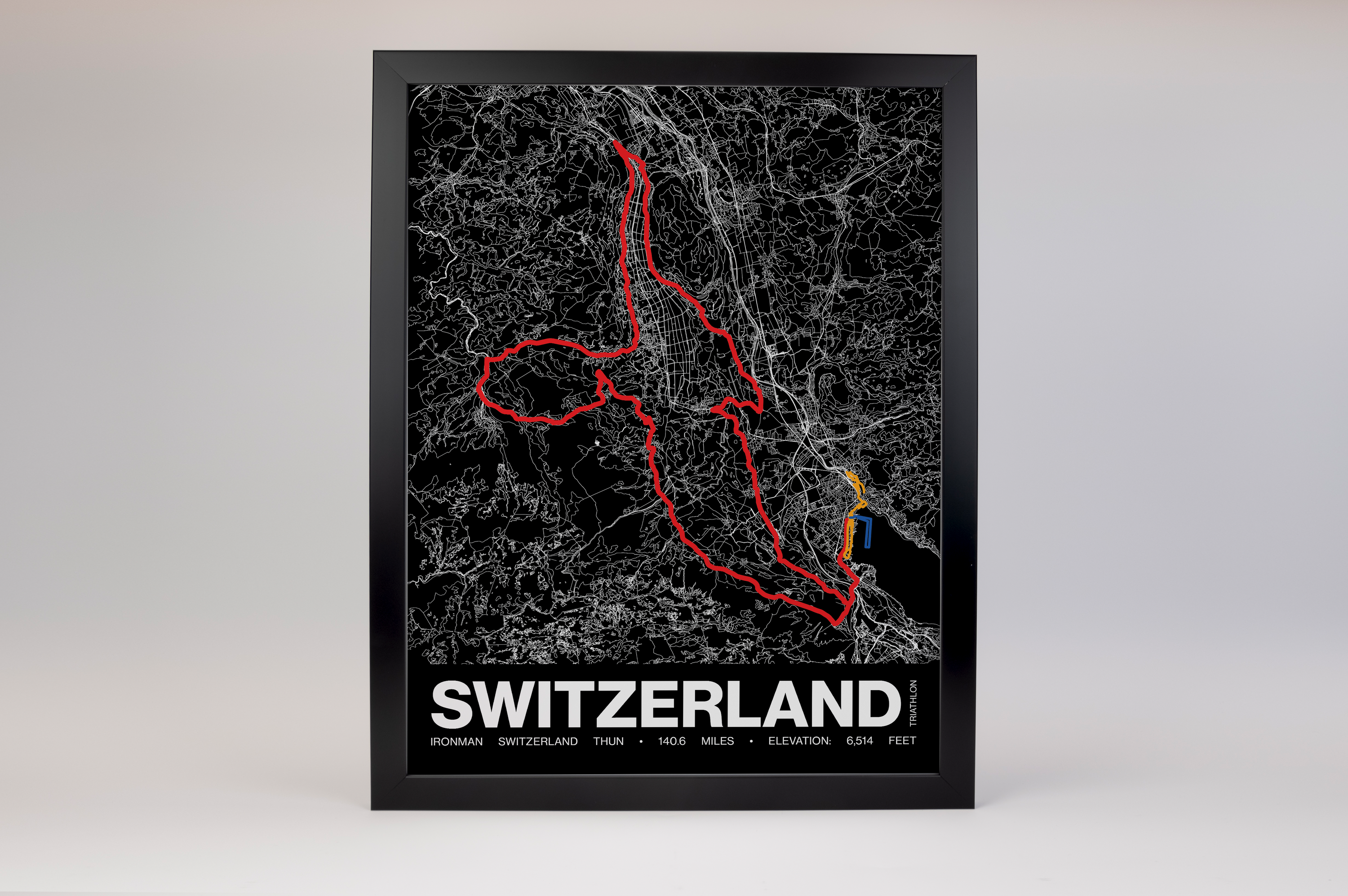 Ironman 140.6 Switzerland Thun Poster - Grid Style