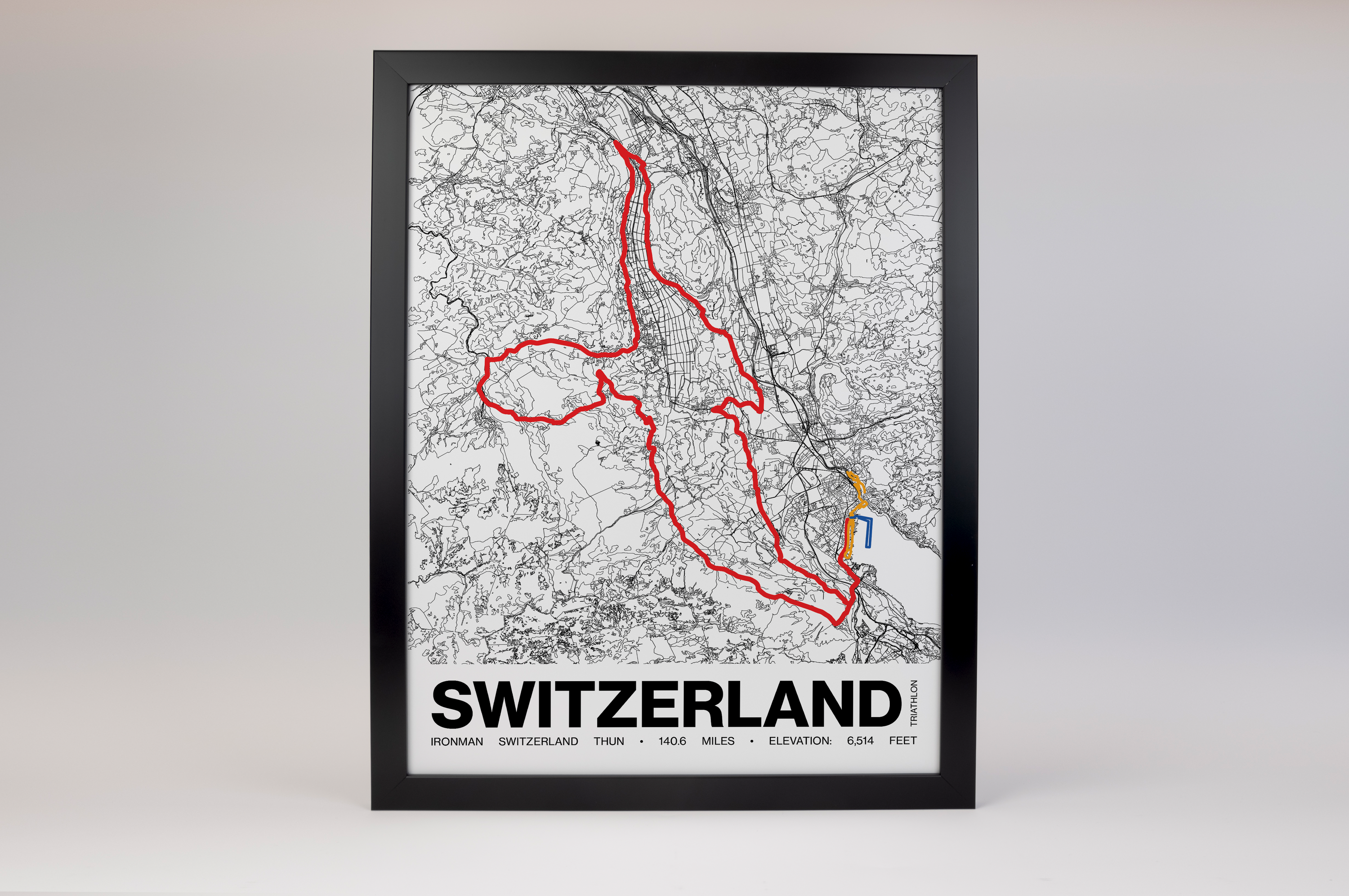 Ironman 140.6 Switzerland Thun Poster - Grid Style