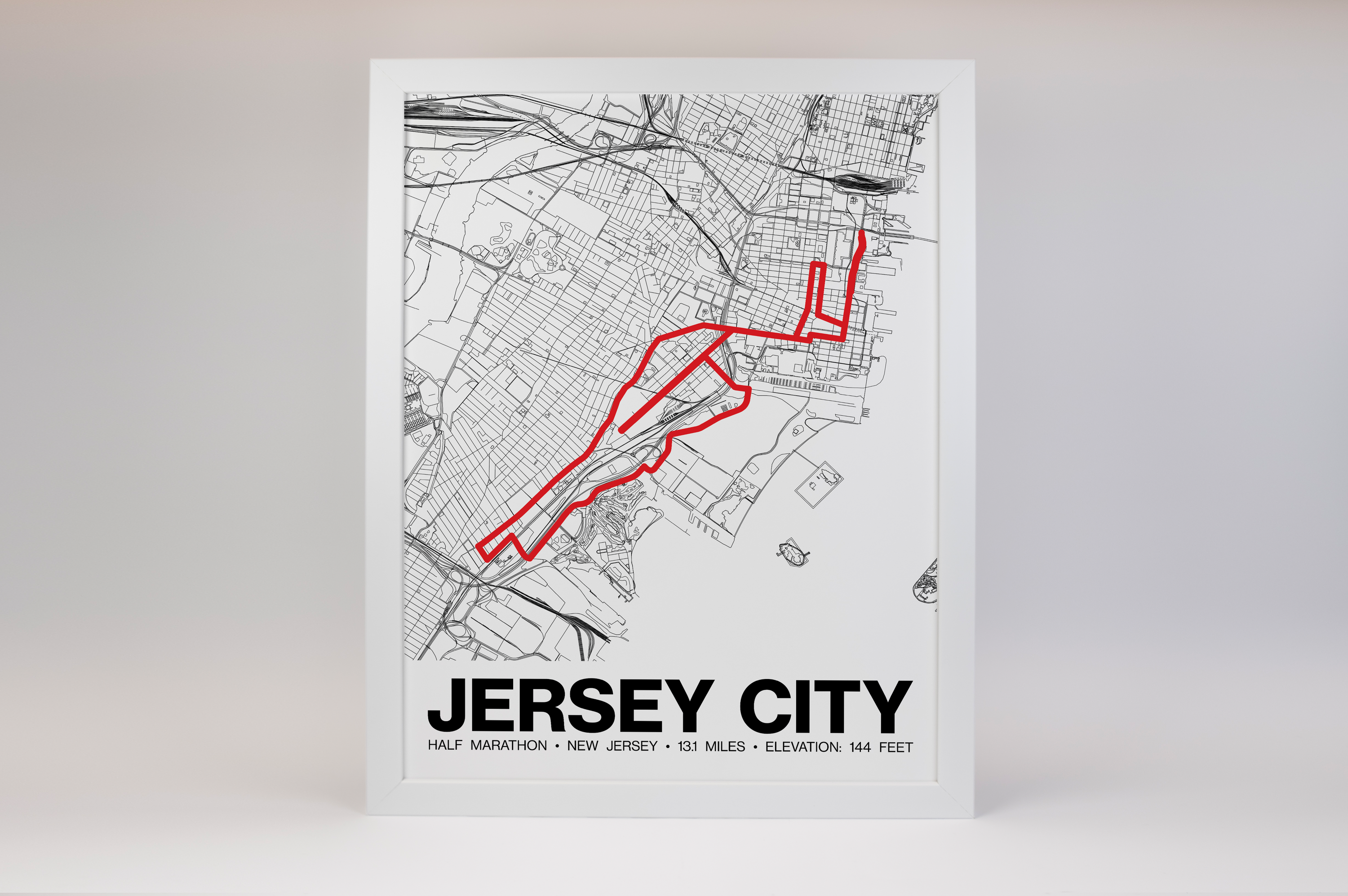 Jersey City Half Marathon Poster - Grid Style