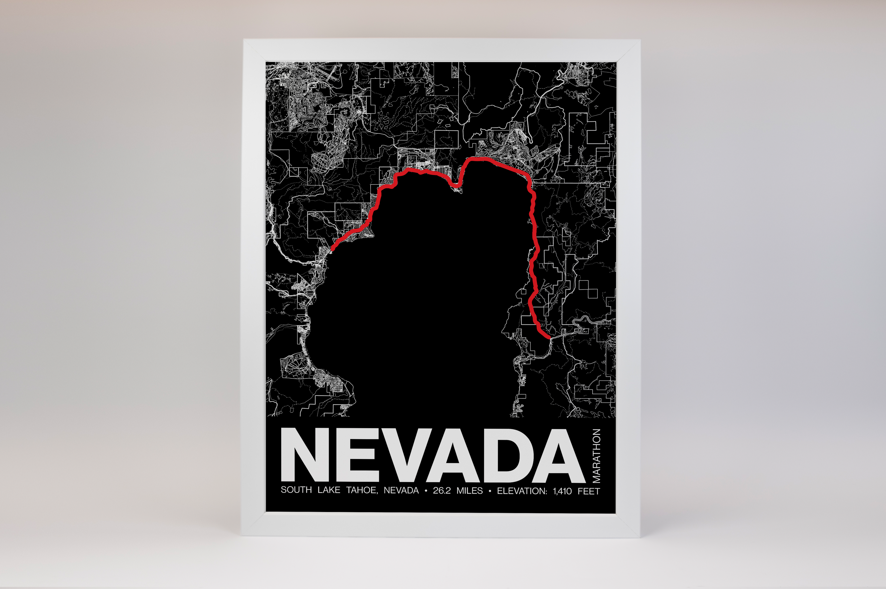 Lake Tahoe Nevada Marathon Poster - Grid Style