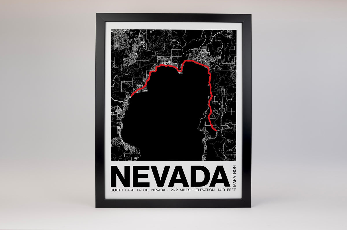 Lake Tahoe Nevada Marathon Poster - Grid Style