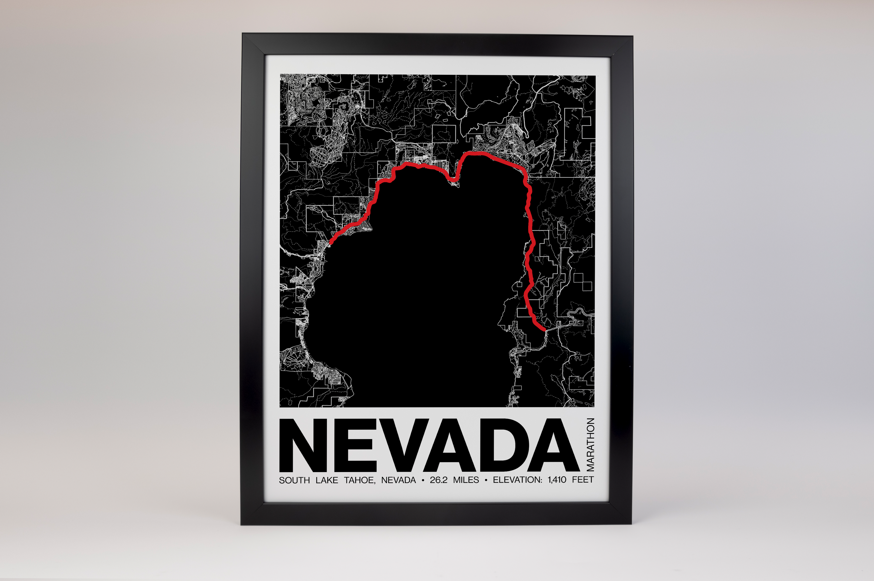 Lake Tahoe Nevada Marathon Poster - Grid Style