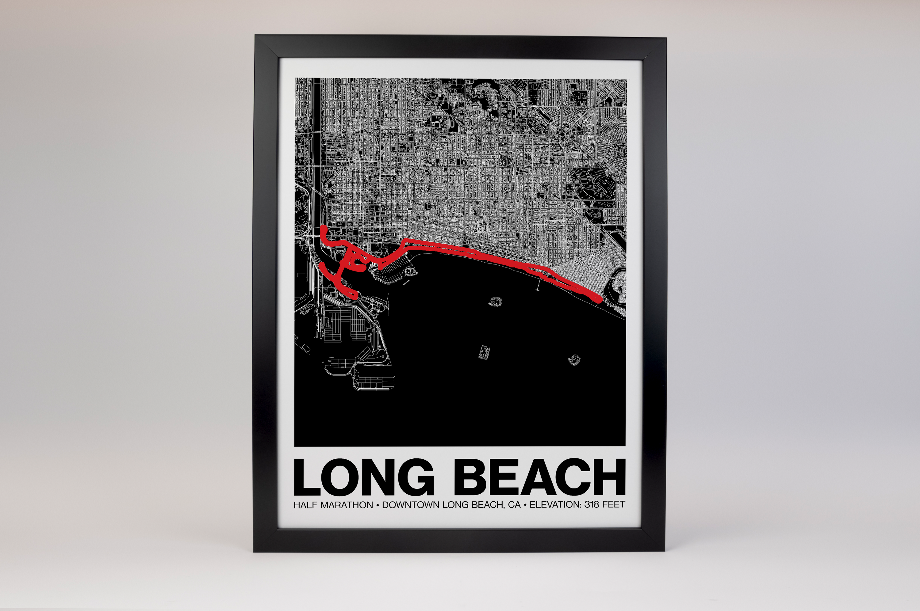 Long Beach Half Marathon Poster - Grid Style