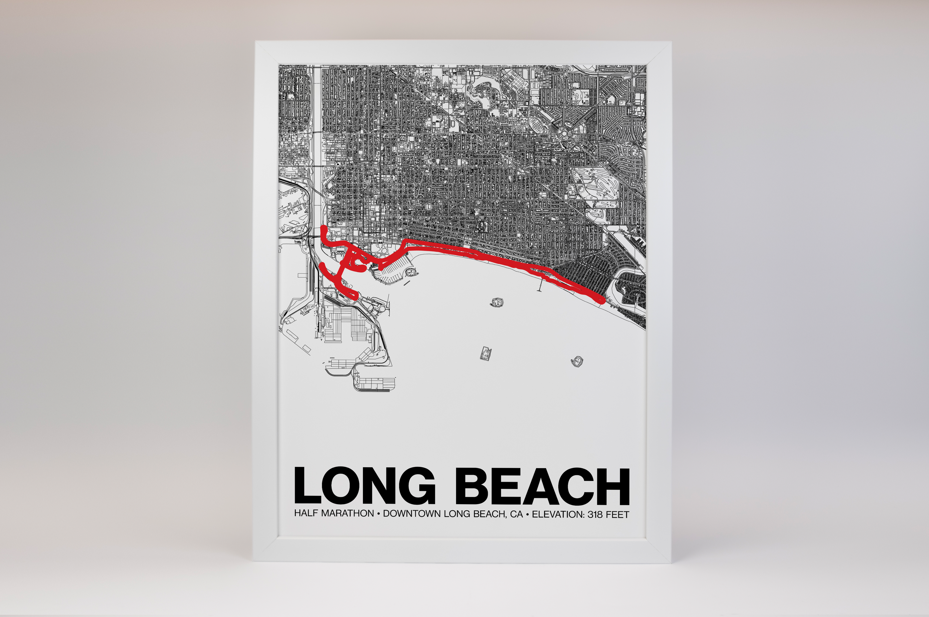 Long Beach Half Marathon Poster - Grid Style