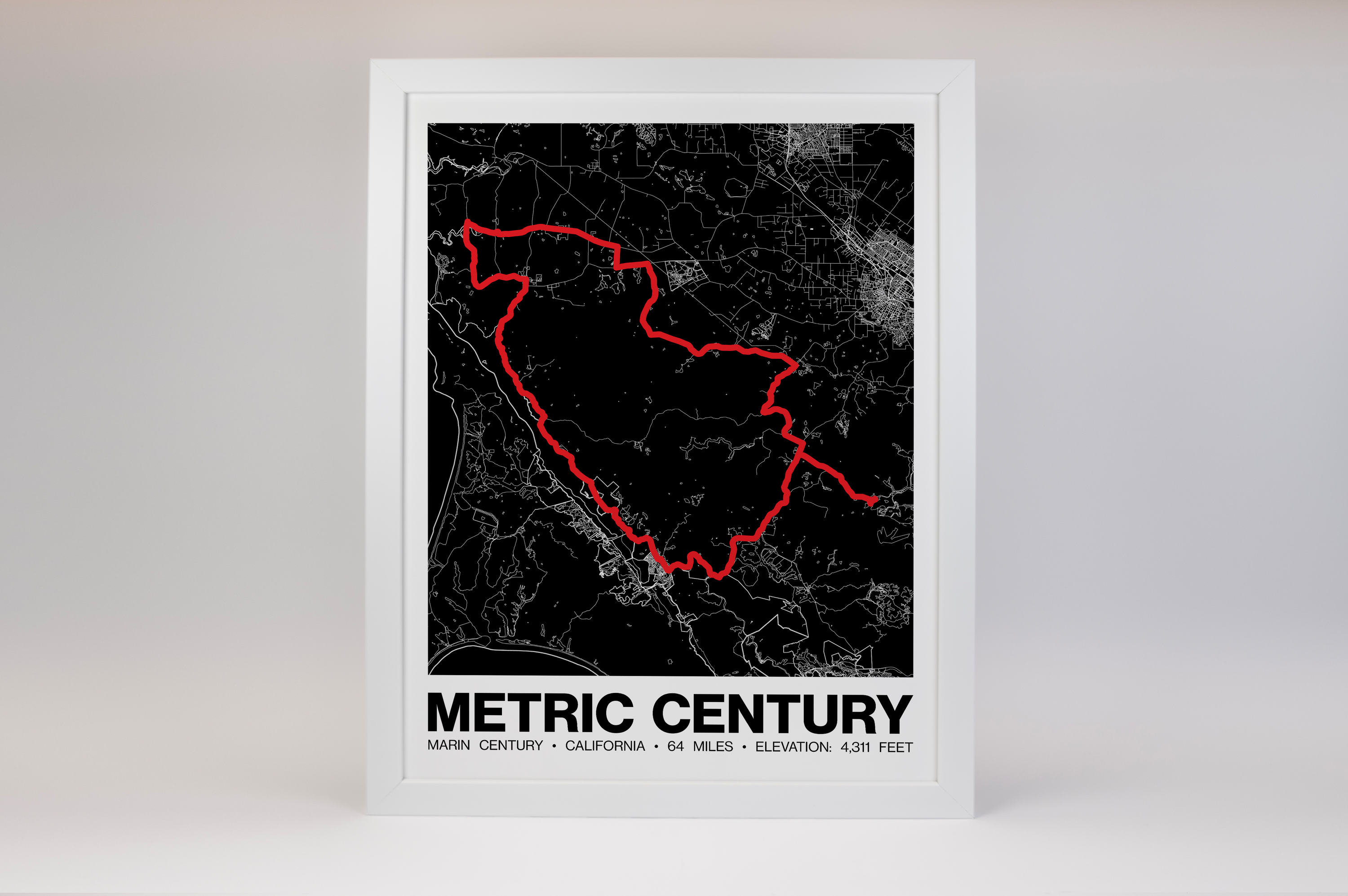 Marin Century Metric Century Poster - Grid Style