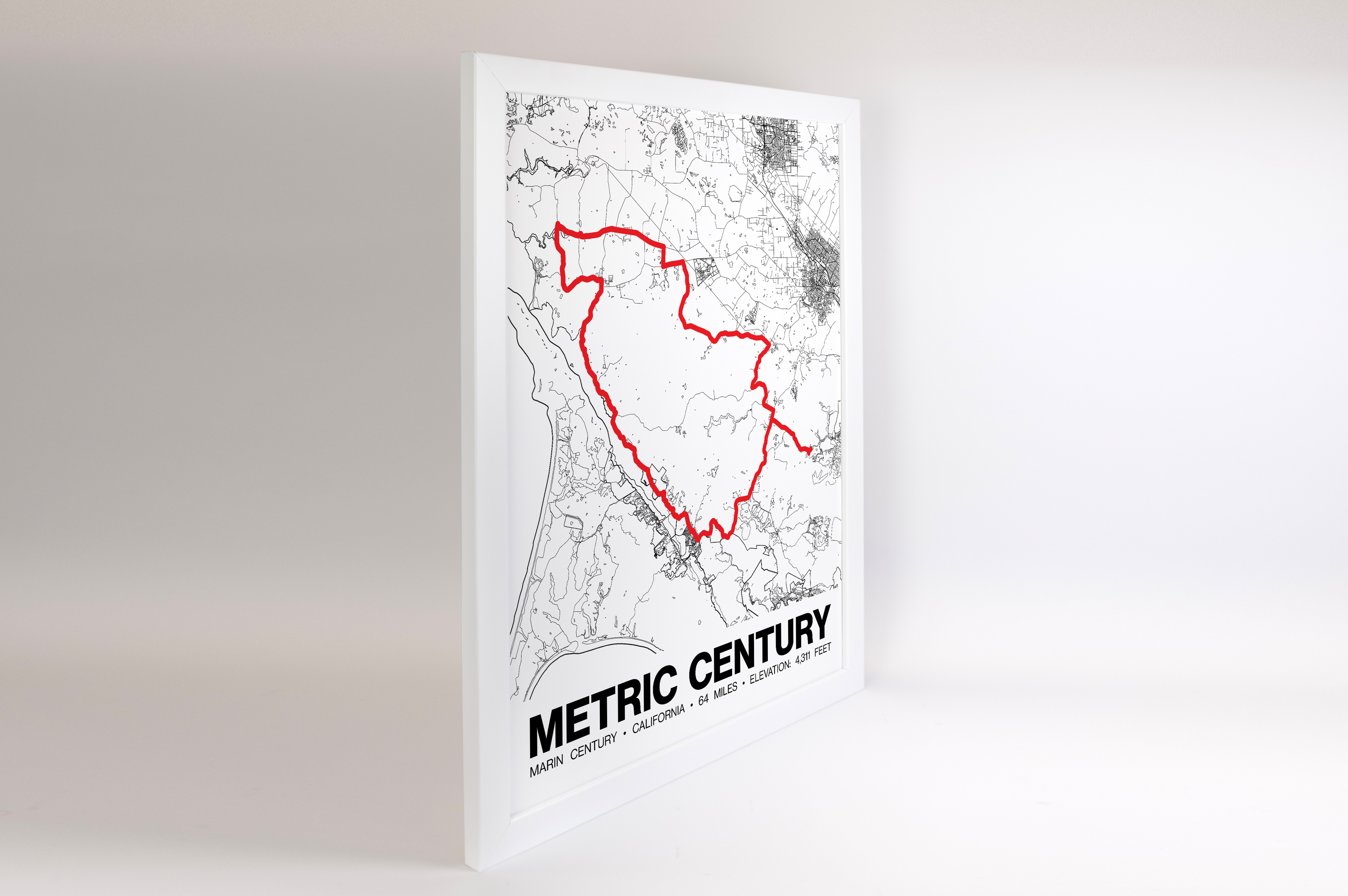 Marin Century Metric Century Poster - Grid Style