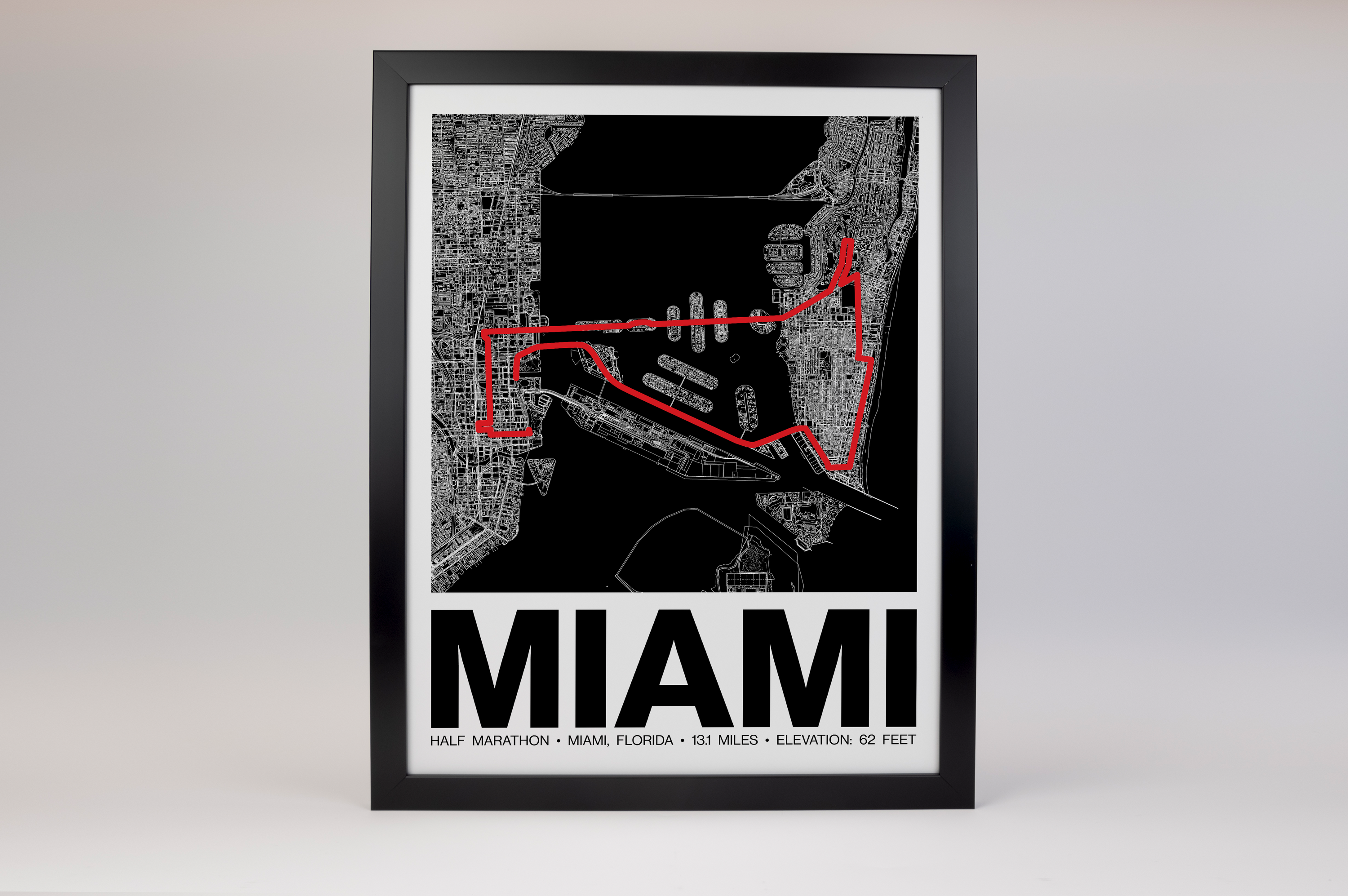 Miami Half Marathon Poster - Grid Style