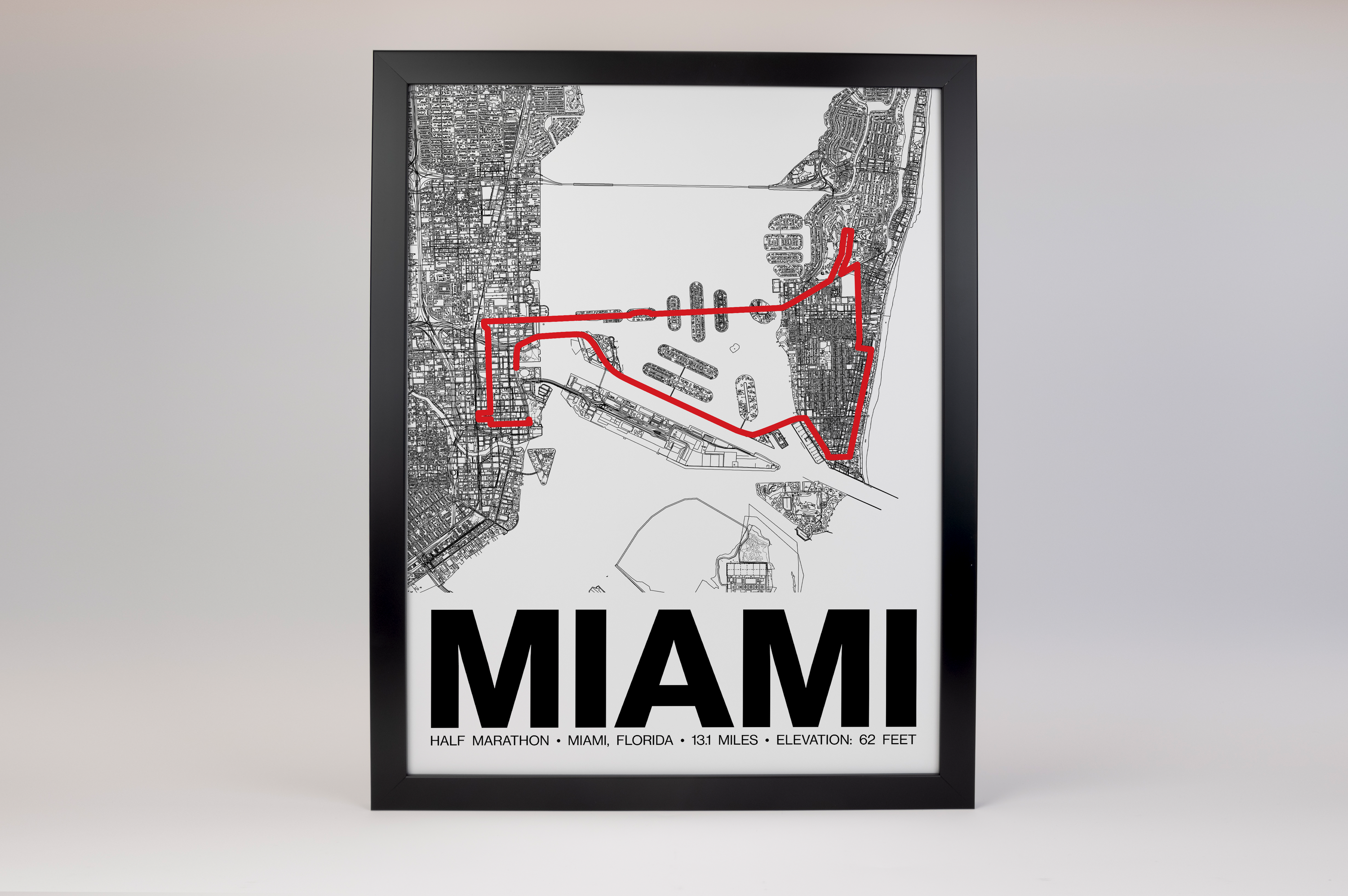 Miami Half Marathon Poster - Grid Style