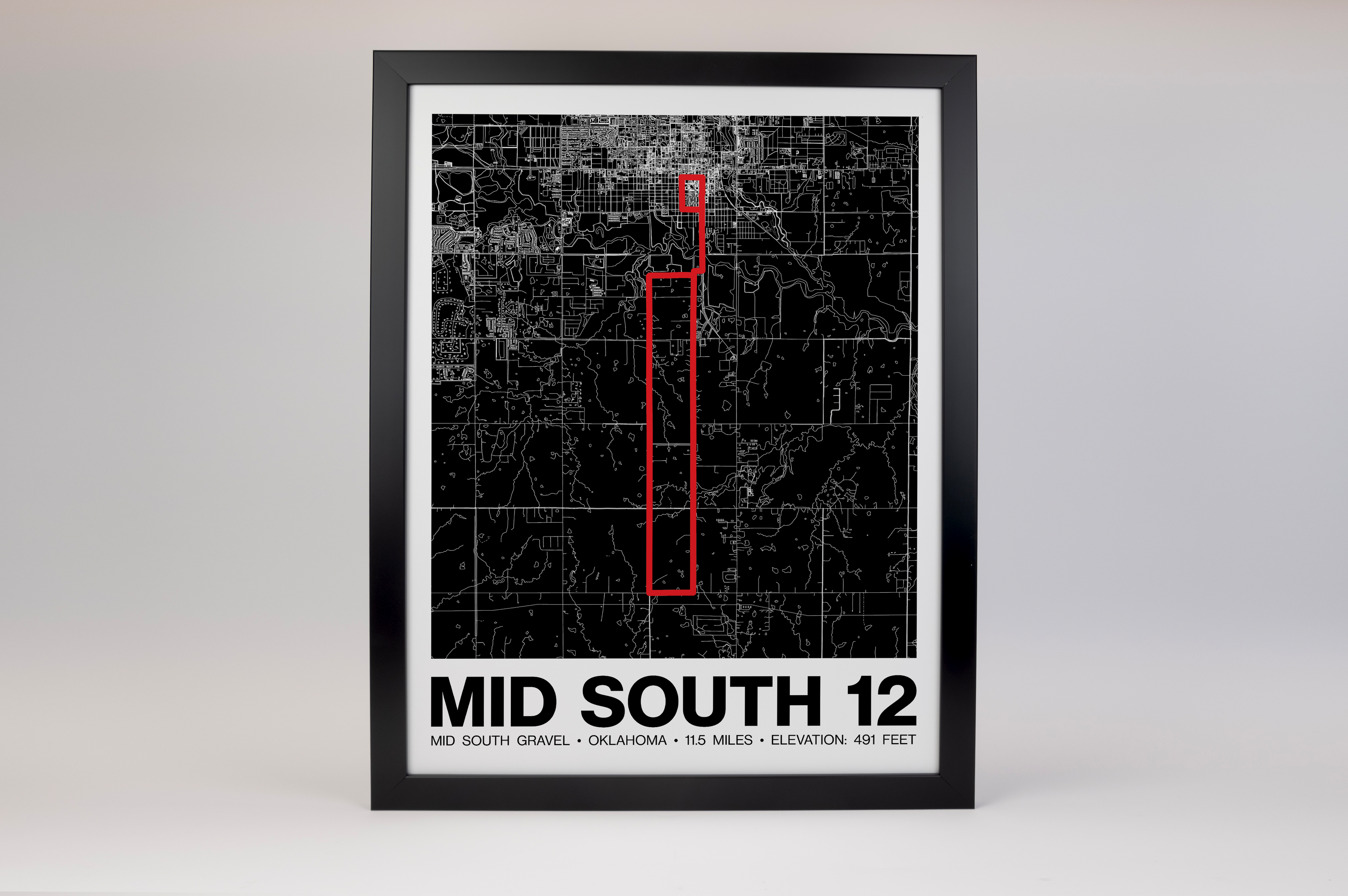 Mid South Gravel 12 Miles Poster - Grid Style