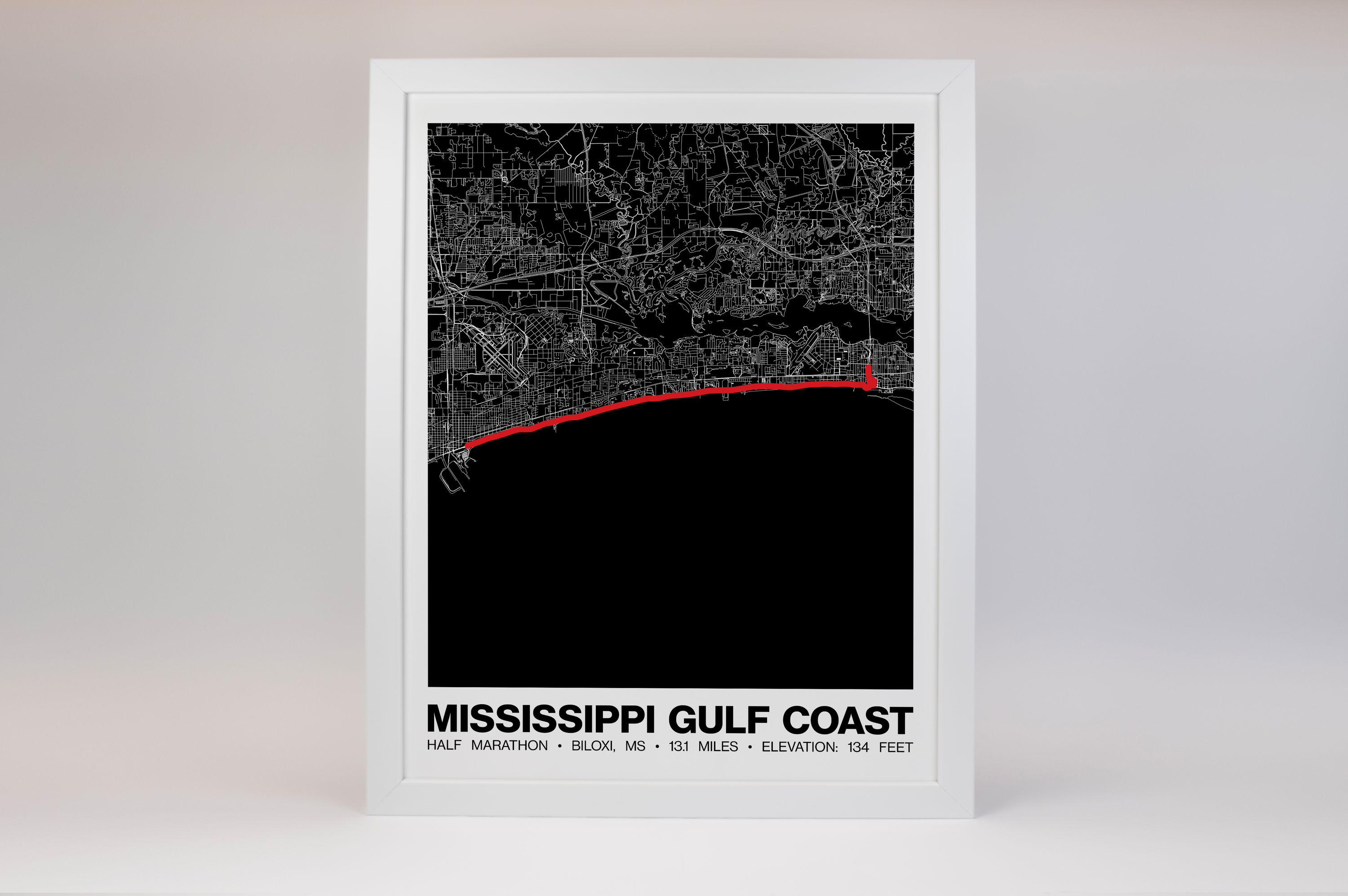 Mississippi Gulf Coast Half Marathon Poster - Grid Style