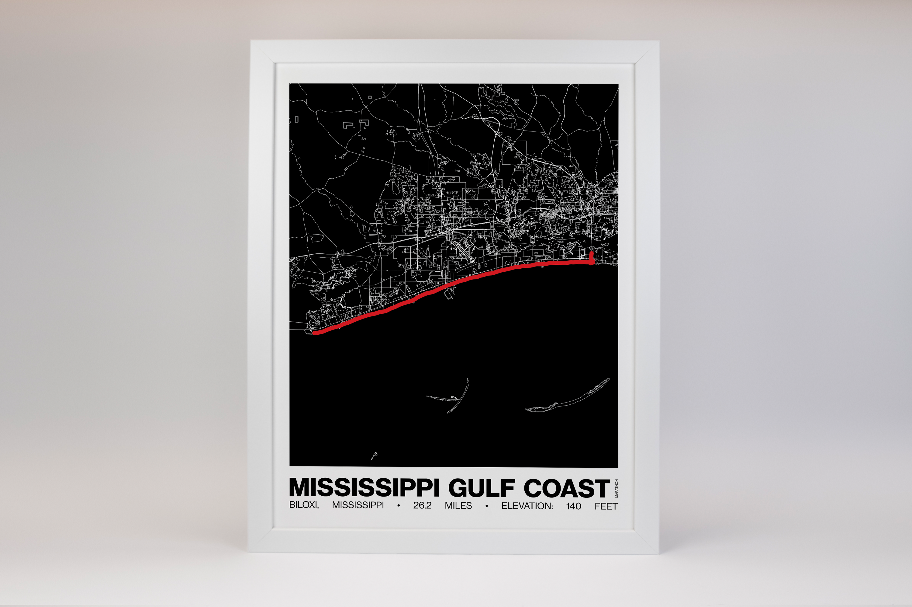Mississippi Gulf Coast Marathon Poster - Grid Style