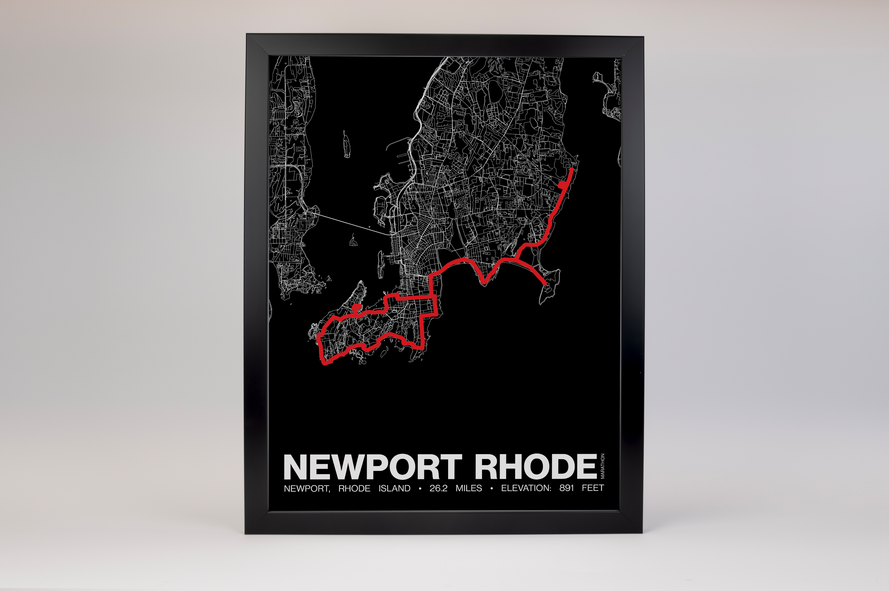 Newport Rhode Races Marathon Poster - Grid Style