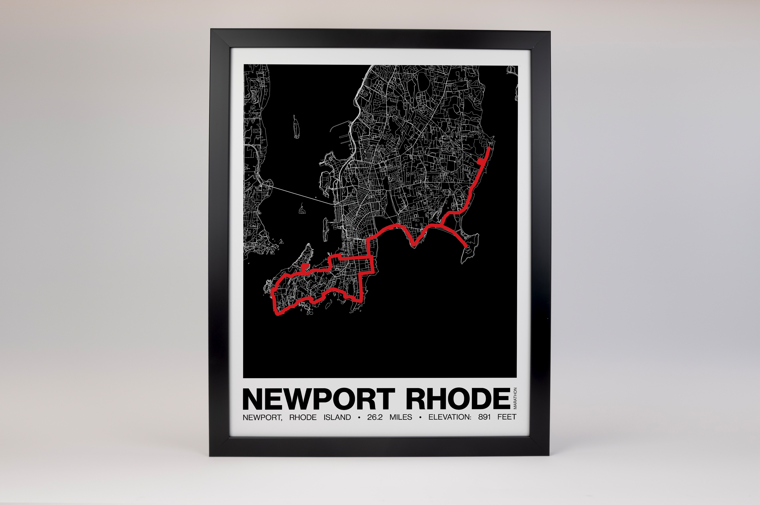 Newport Rhode Races Marathon Poster - Grid Style