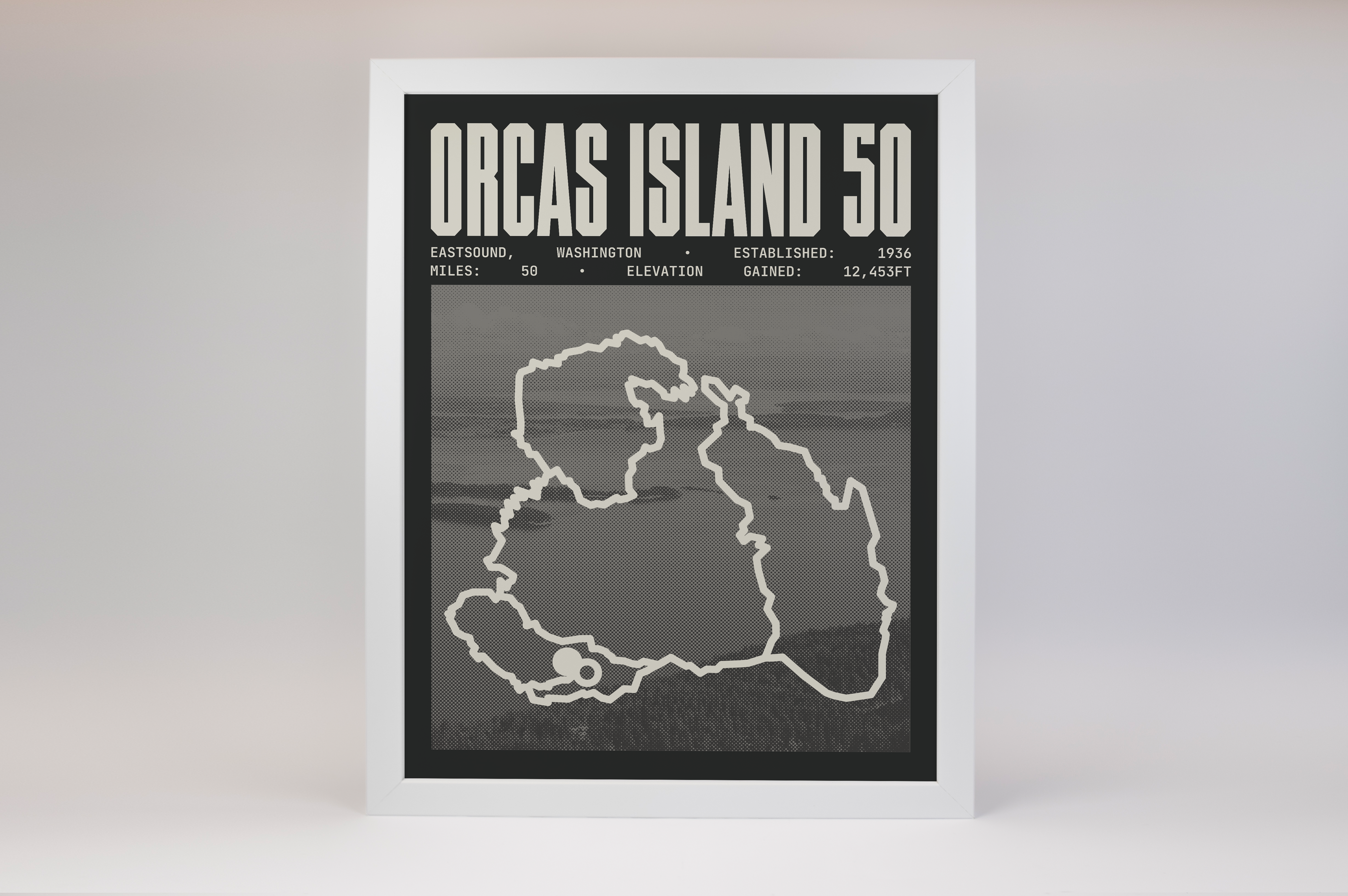 Ocas Display Orcas Island 50 Endurance Run Poster | Custom Marathon Course Display ...