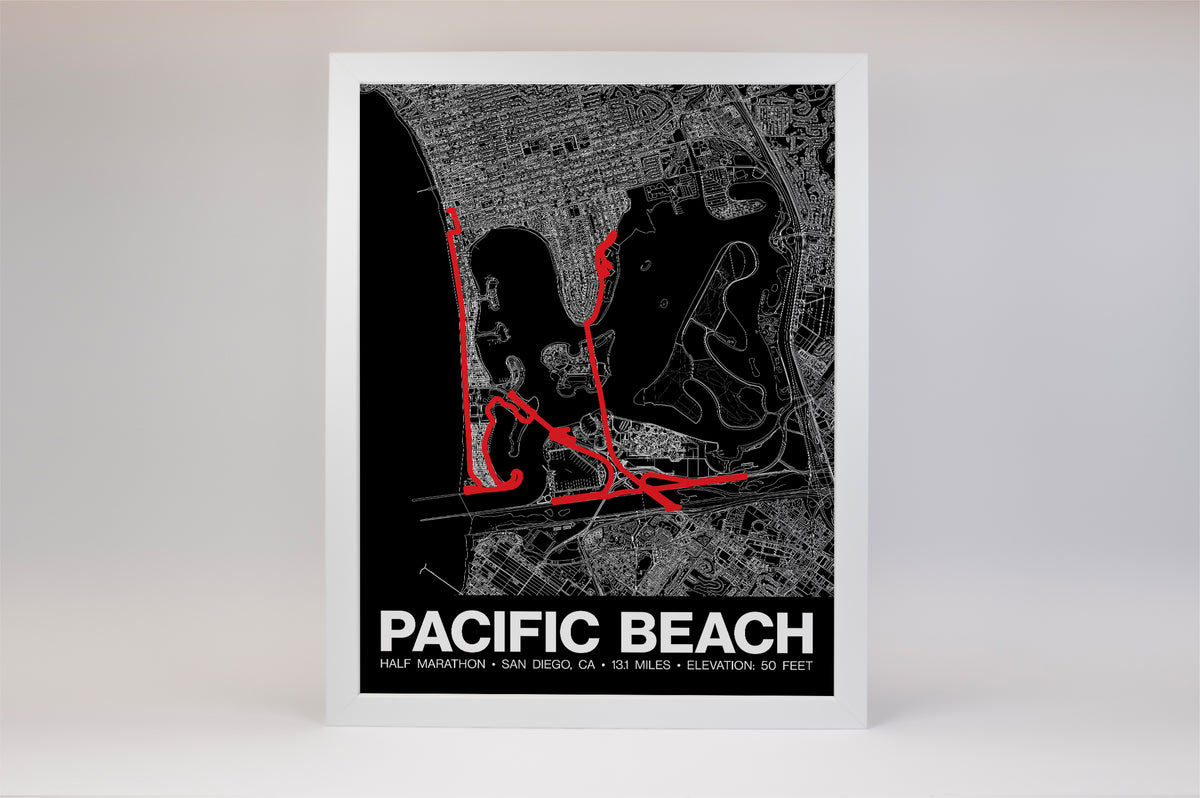 Pacific Beach Half Marathon Poster - Grid Style